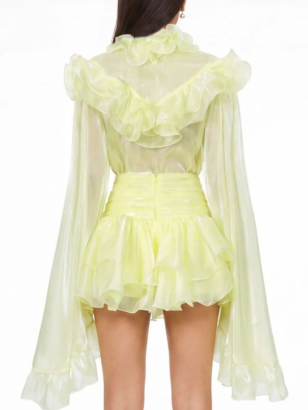 Fashionslee Women Grimwin Bell Sleeve Ruffle Skirt Set