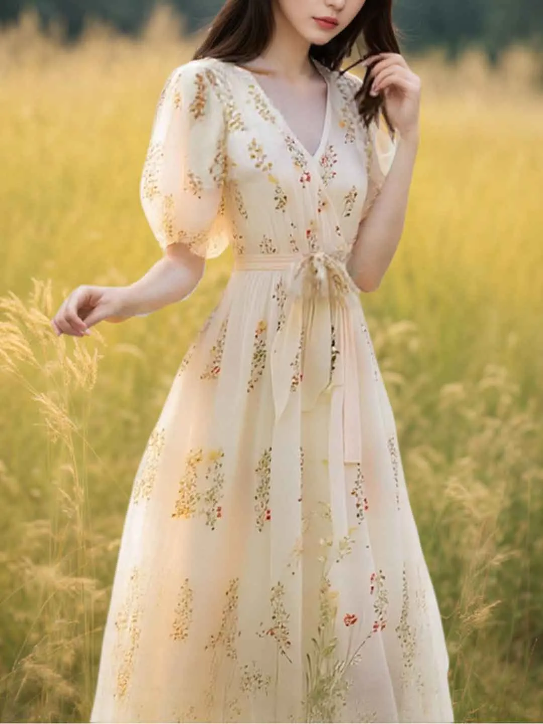 a9bfd36e6cfba64bca2dcf69b5b14dfc Roxanne Vacation V-Neck Puff Sleeve Floral Dress