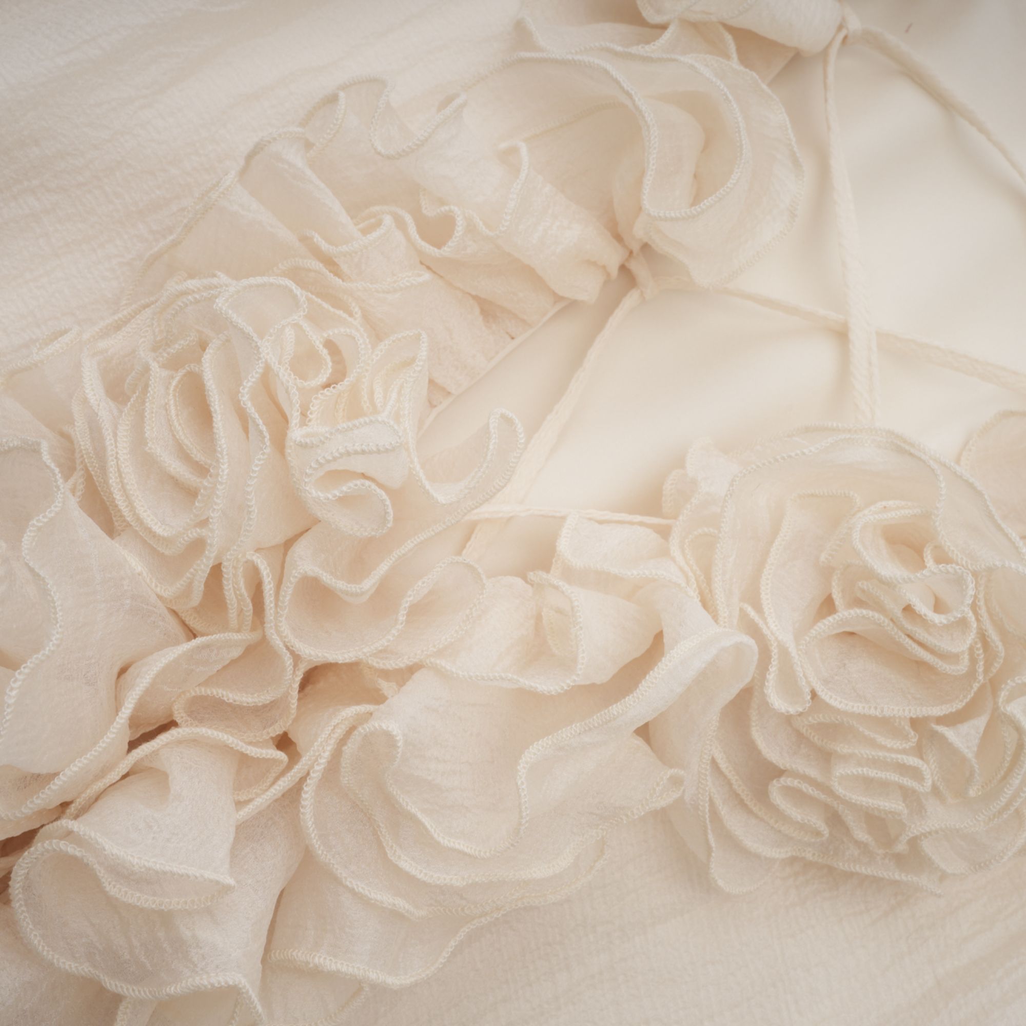 Zéphyrine Floral-Appliqué Tiered Mini Dress In Neutrals - OWNCI