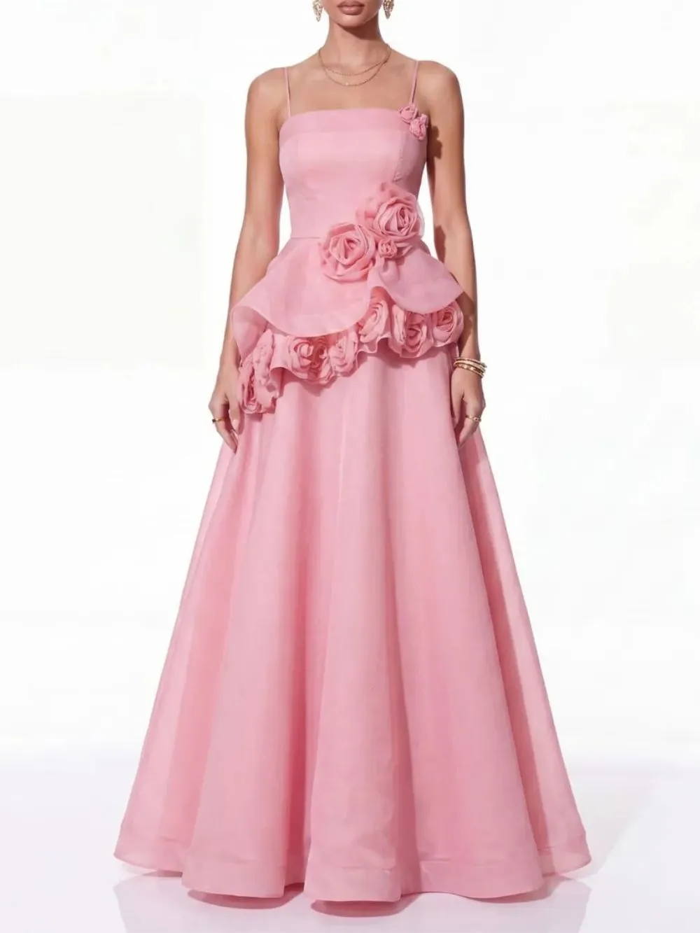 Fashionslee Women Cydran Spaghetti Flower Maxi Dress In Pink