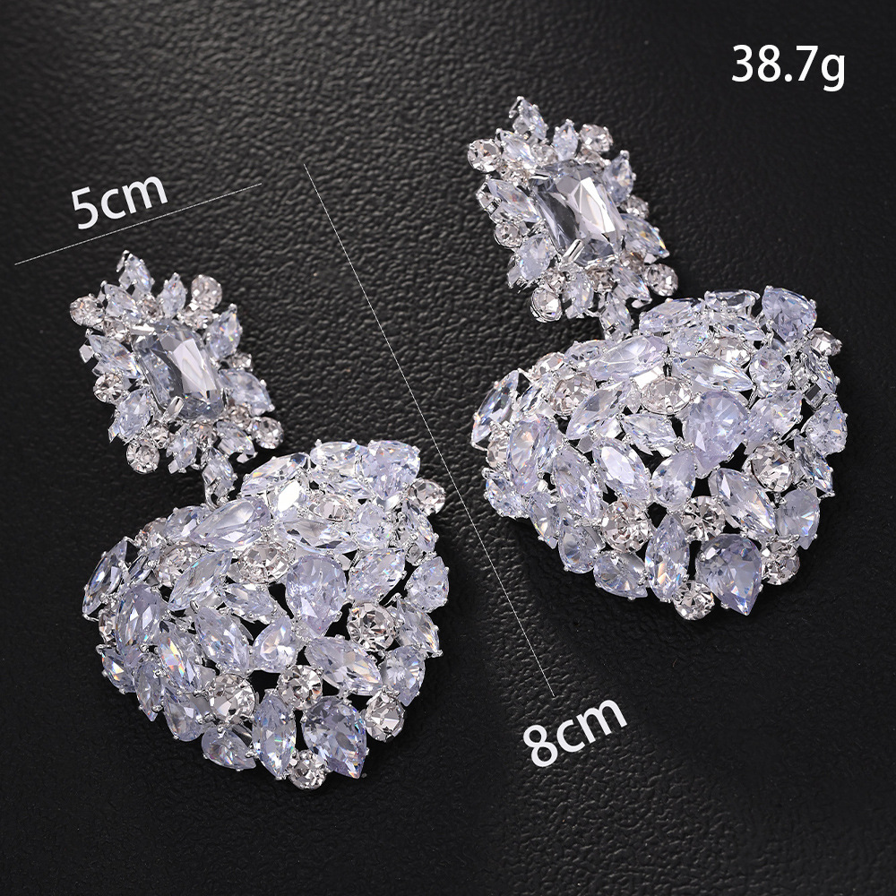 Crystal Heart Tiered Drop Earrings
