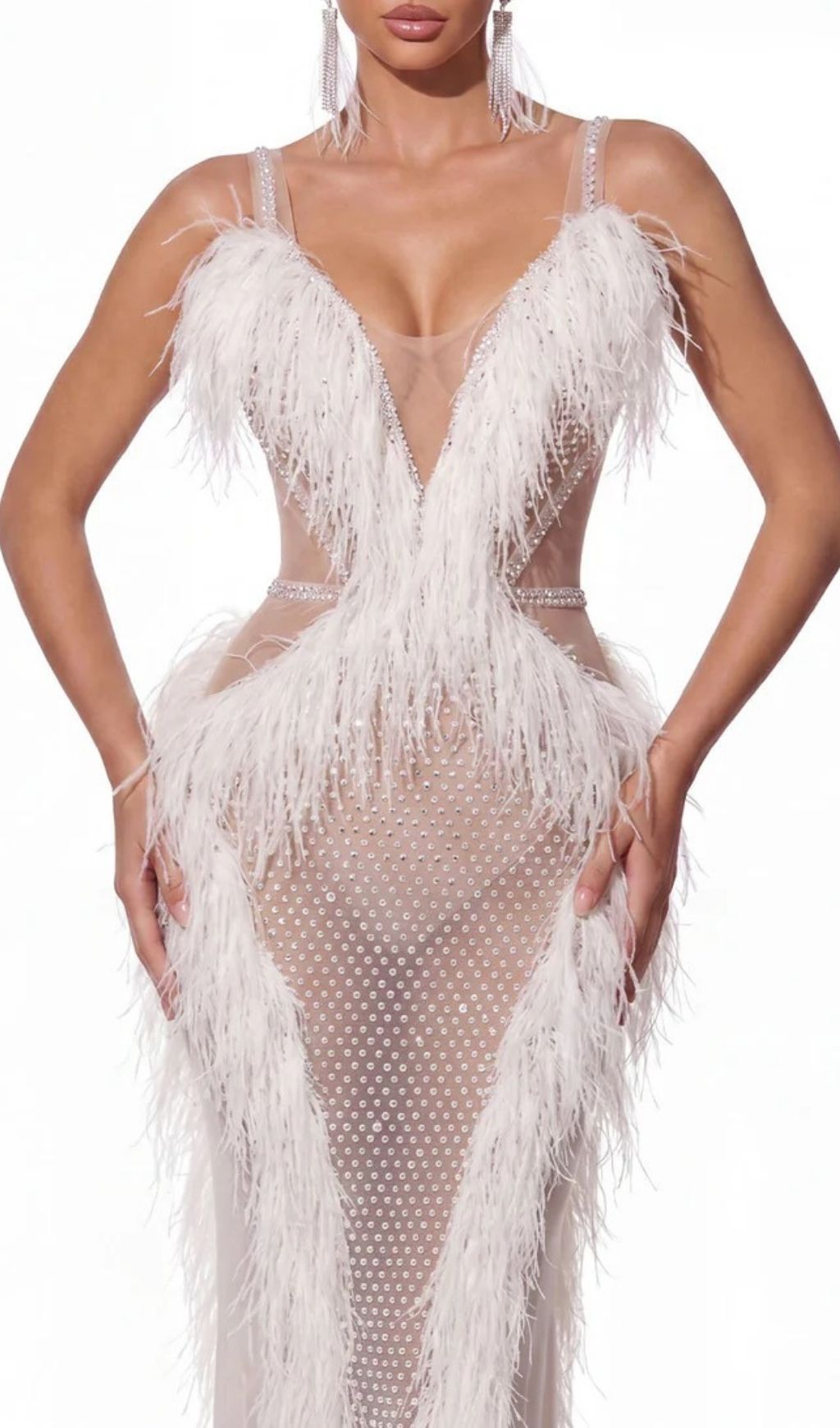 ab437f96fb34e0ae7e17251d42846f22.jpg Fashionslee Women Cyrien Fringe Rhinestone Mesh Maxi Dress