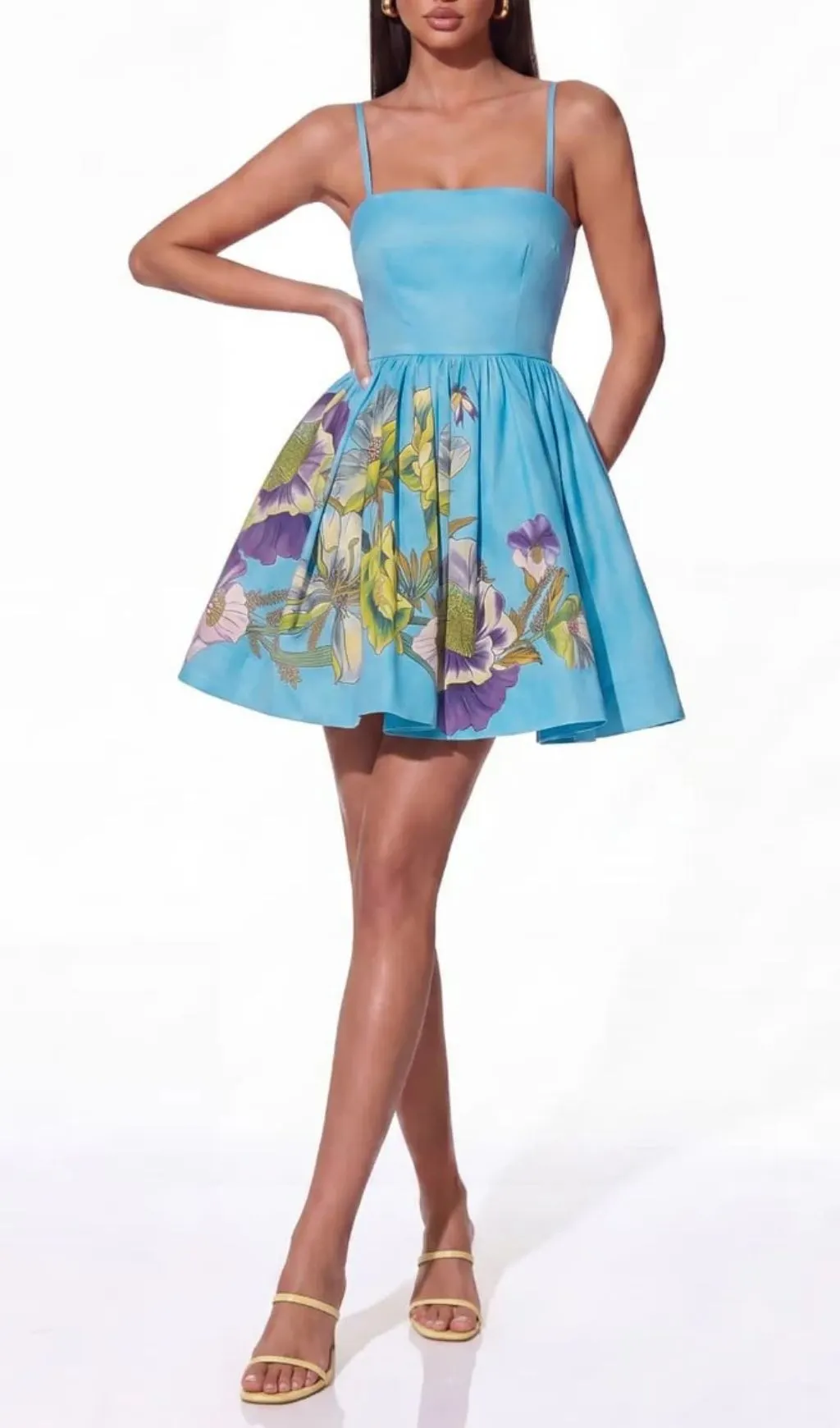 Fashionslee Women Kelora Spaghetti Floral Mini Dress In Blue