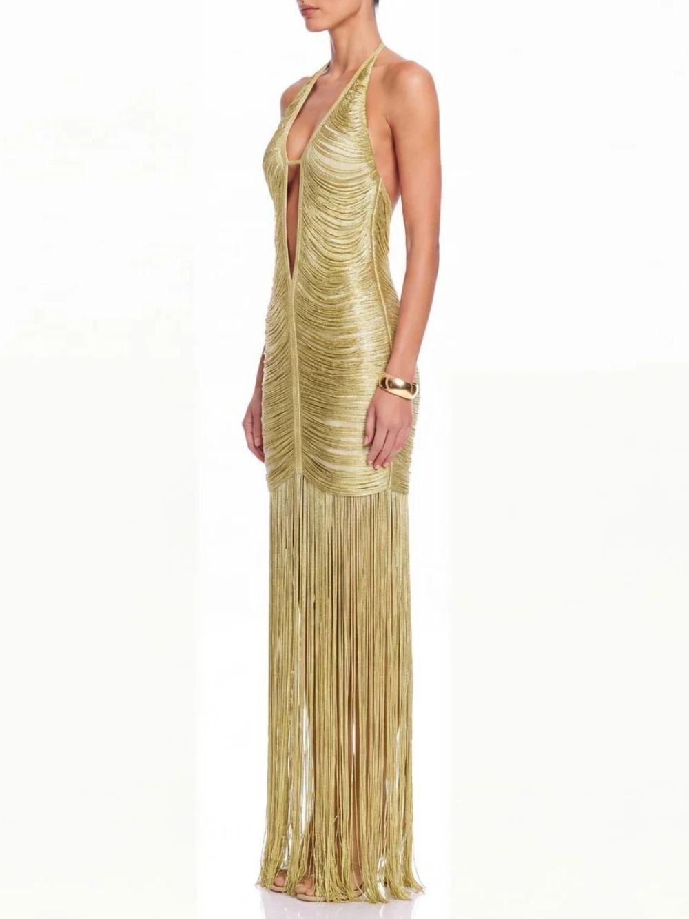 abc327043a55087a38ac704d69f7a0b0.jpg Fashionslee Women Rethix Plunge Neck Fringe Maxi Dress