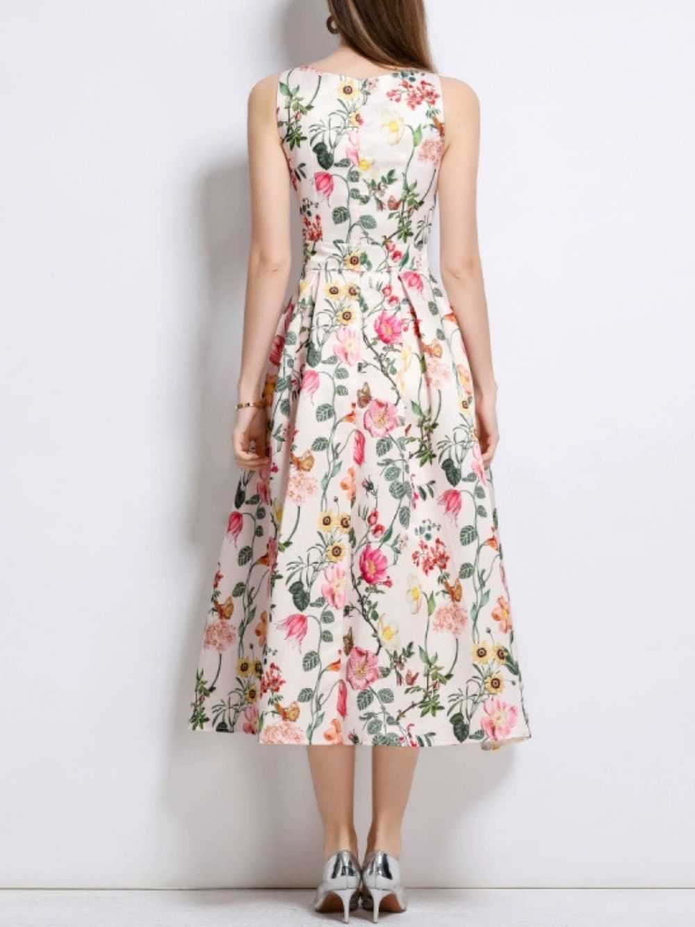 Maicy Sleeveless Floral Midi Dress - OWNCI