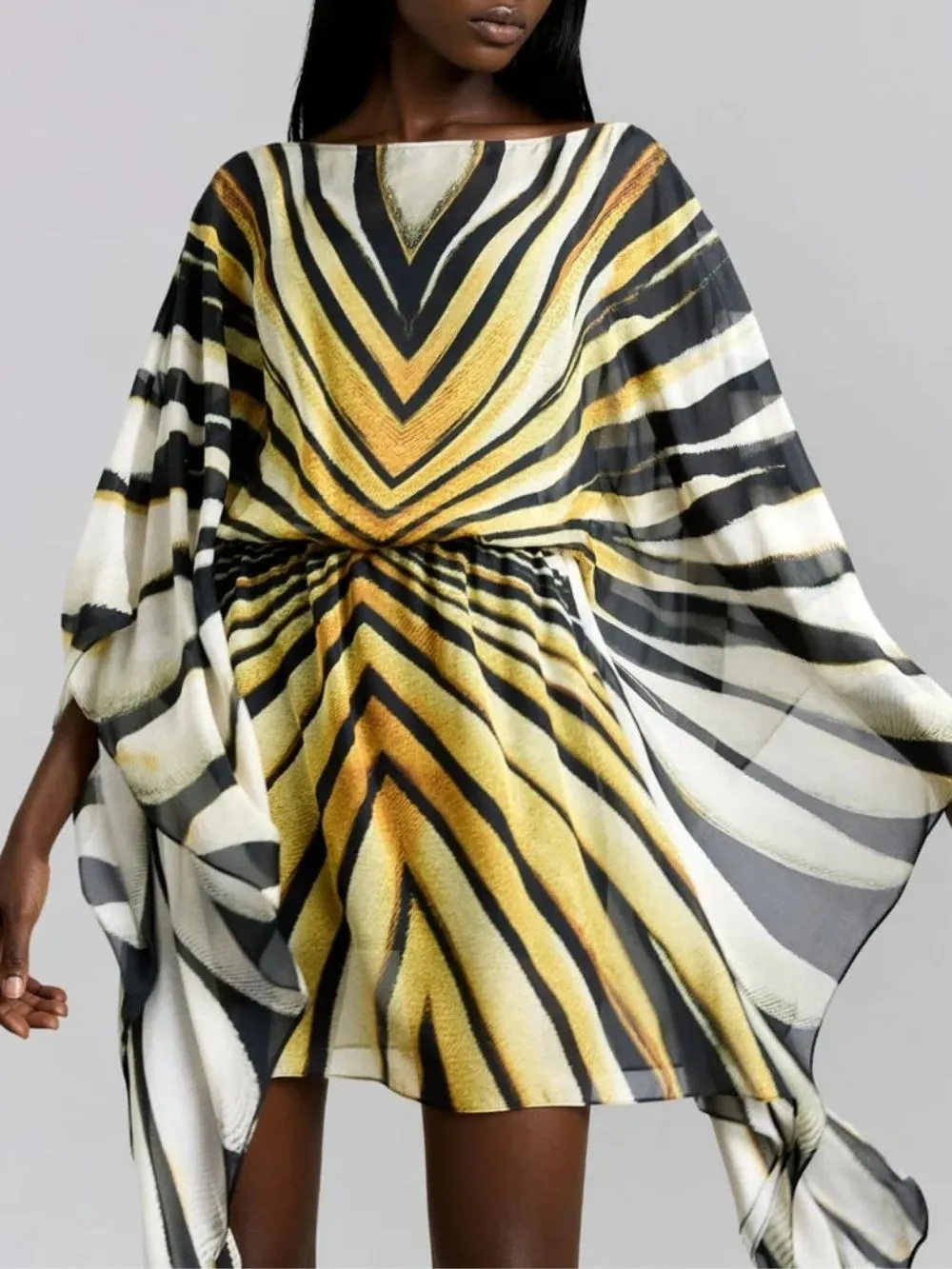 Jaleno Bat Sleeve Stripe Mini Dress - OWNCI Jaleno Bat Sleeve Stripe Mini Dress - OWNCI