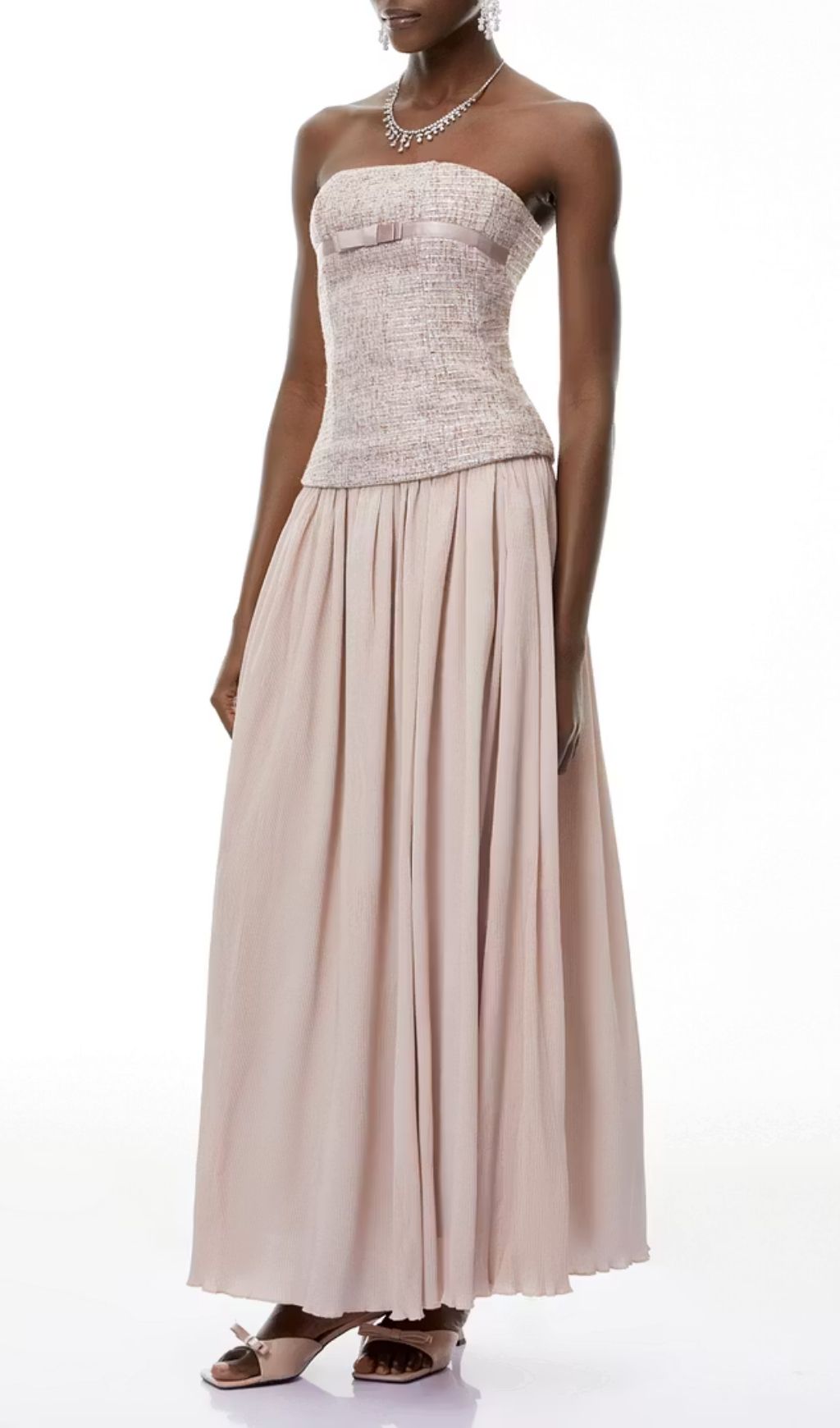 Yvonne Off Shoulder Ruched Maxi Dress In Pink