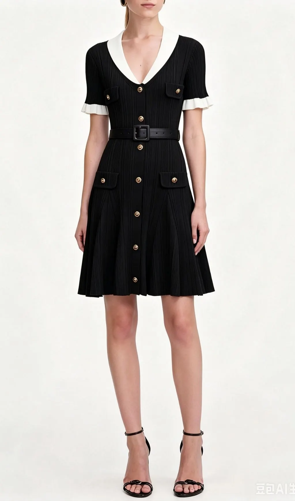 Fashionslee Women Madeline Black Short Sleeve Knit Mini Dress