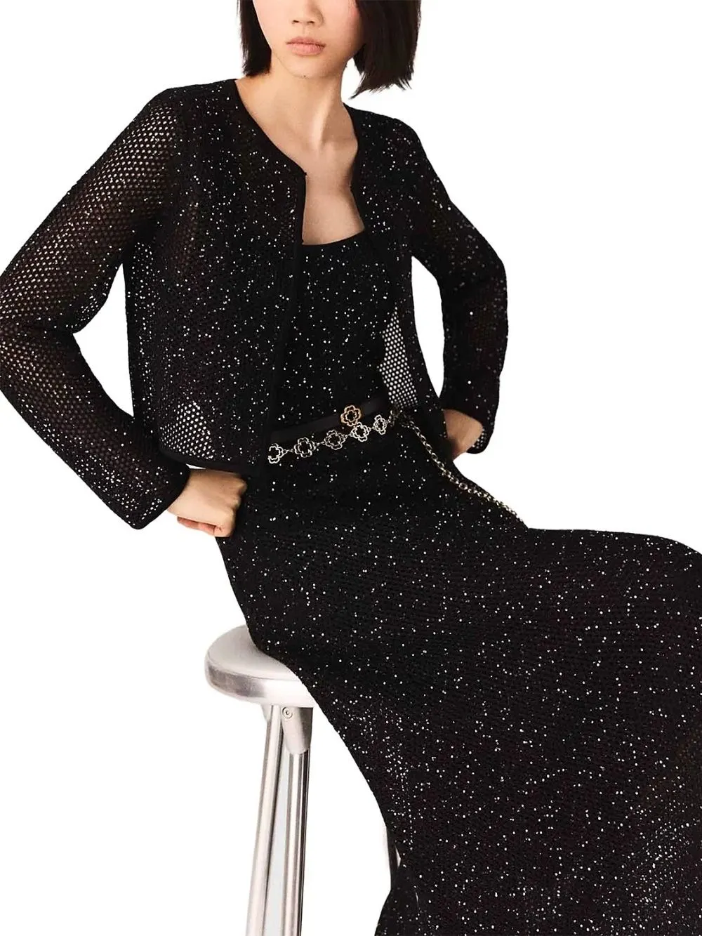 acf8a96c0a5572e80386c4420292d148 Rhinestone Knit Cardigan