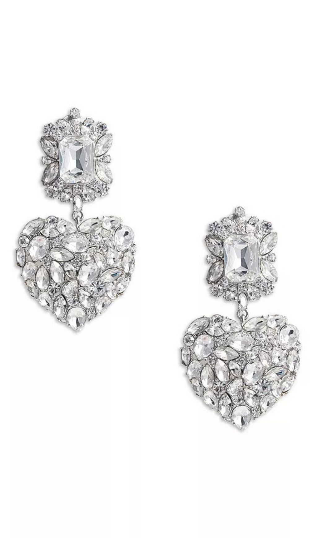 Crystal Heart Tiered Drop Earrings
