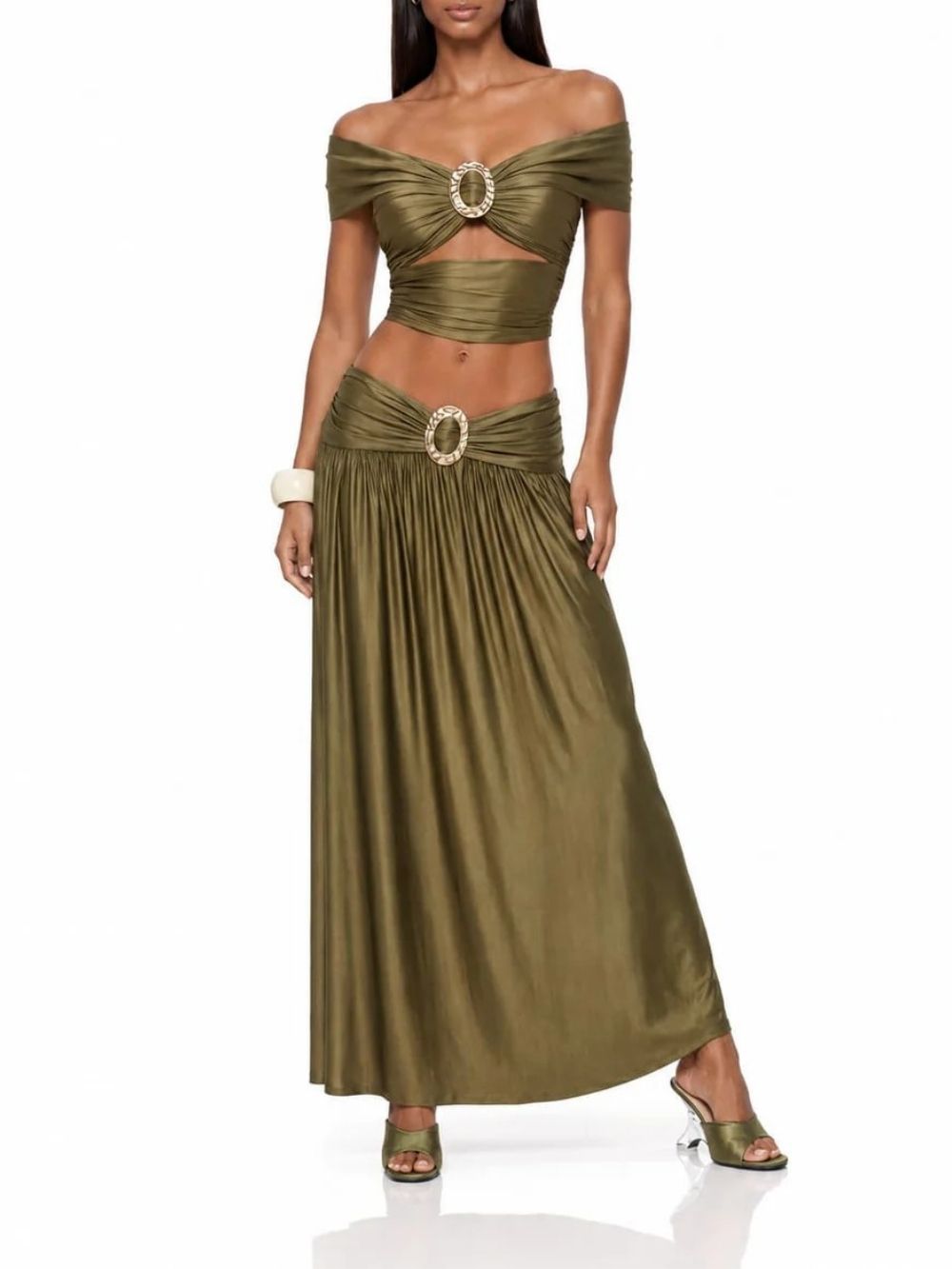 Pravena Off Shoulder Ruched Skirt Set - OWNCI Pravena Off Shoulder Ruched Skirt Set - OWNCI