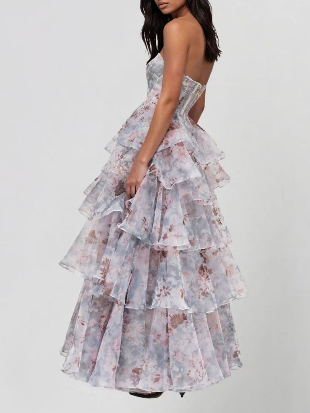 ae3a9d6fd530669996a98bf1db2fb474 Kylden Strapless Floral Tiered Maxi Dress
