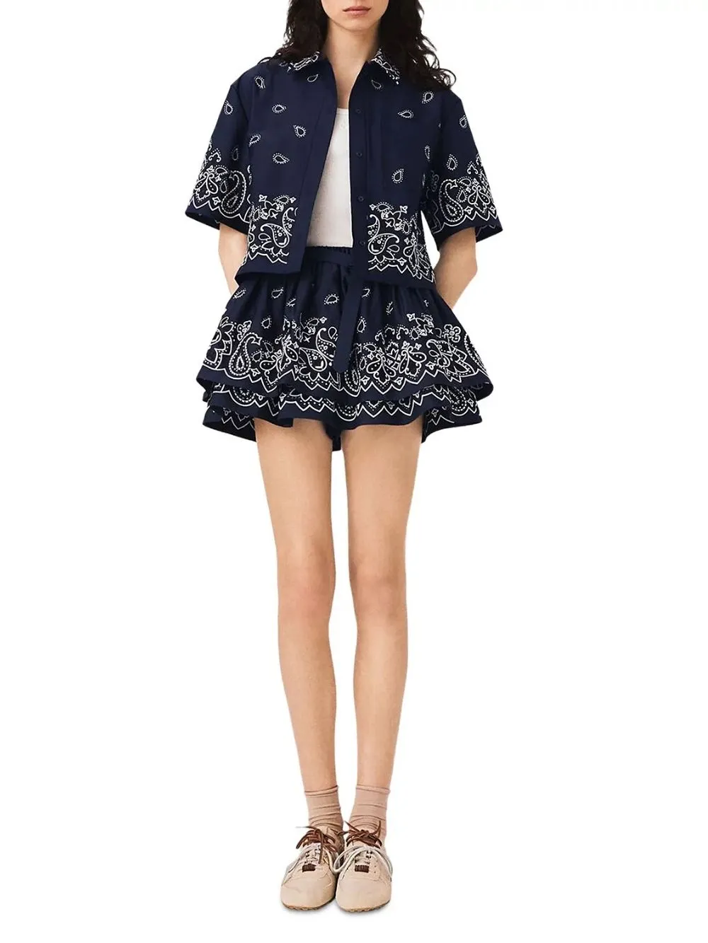 Embroidered Ruffle Mini Skirt - OWNCI