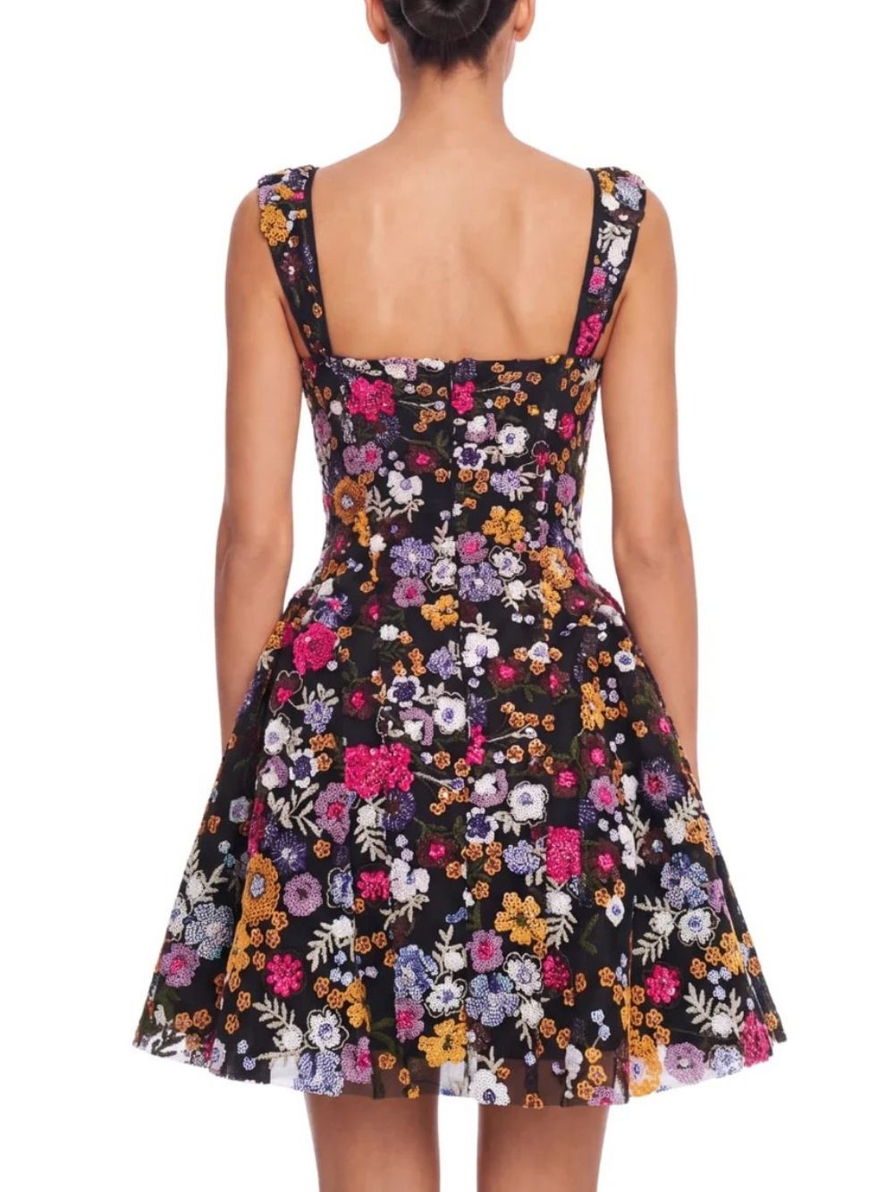 Fashionslee Women Galenx Embroidered Flower Sequin Mini Dress