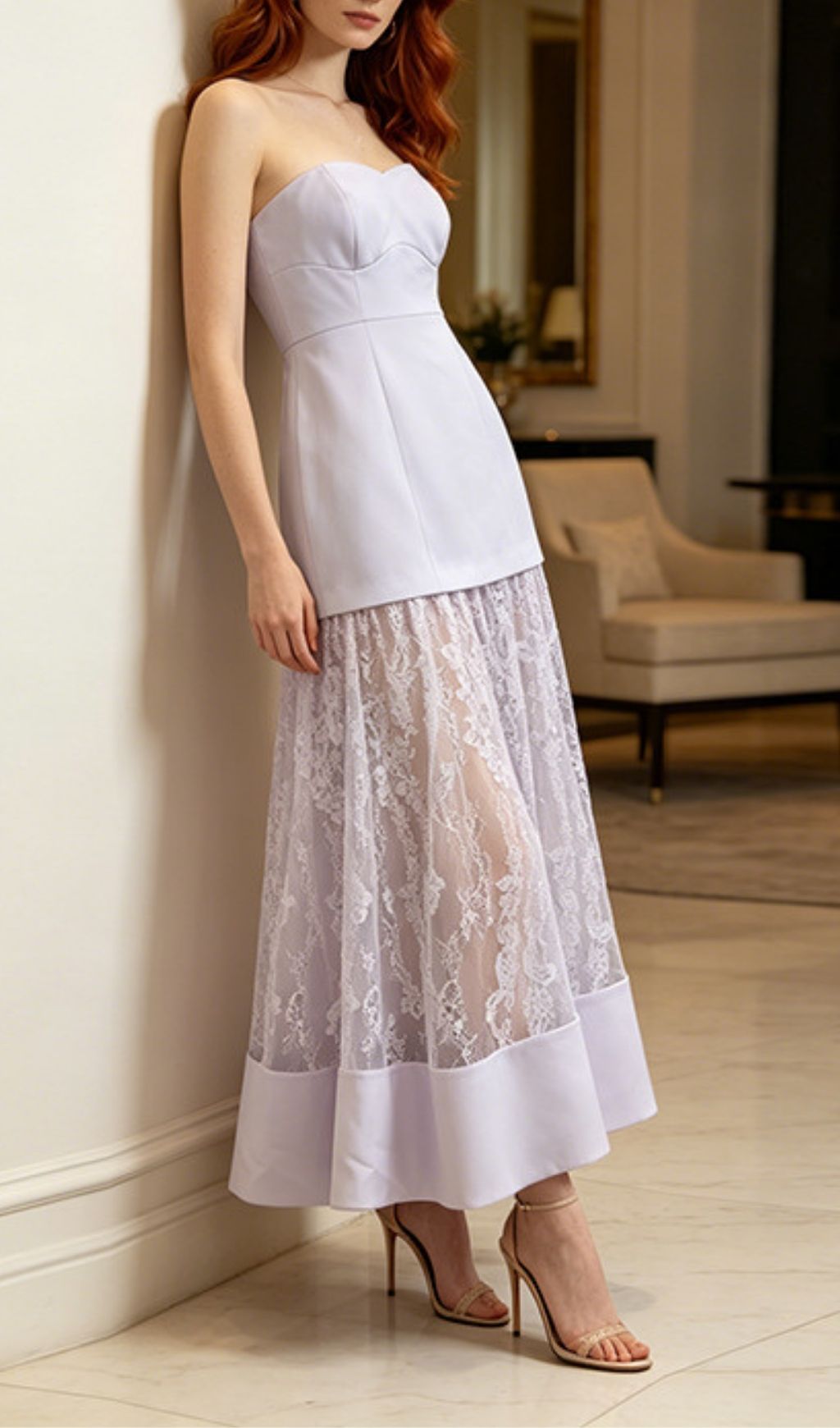 Fashionslee Women Letty Purple Strapless Lace Maxi Dress