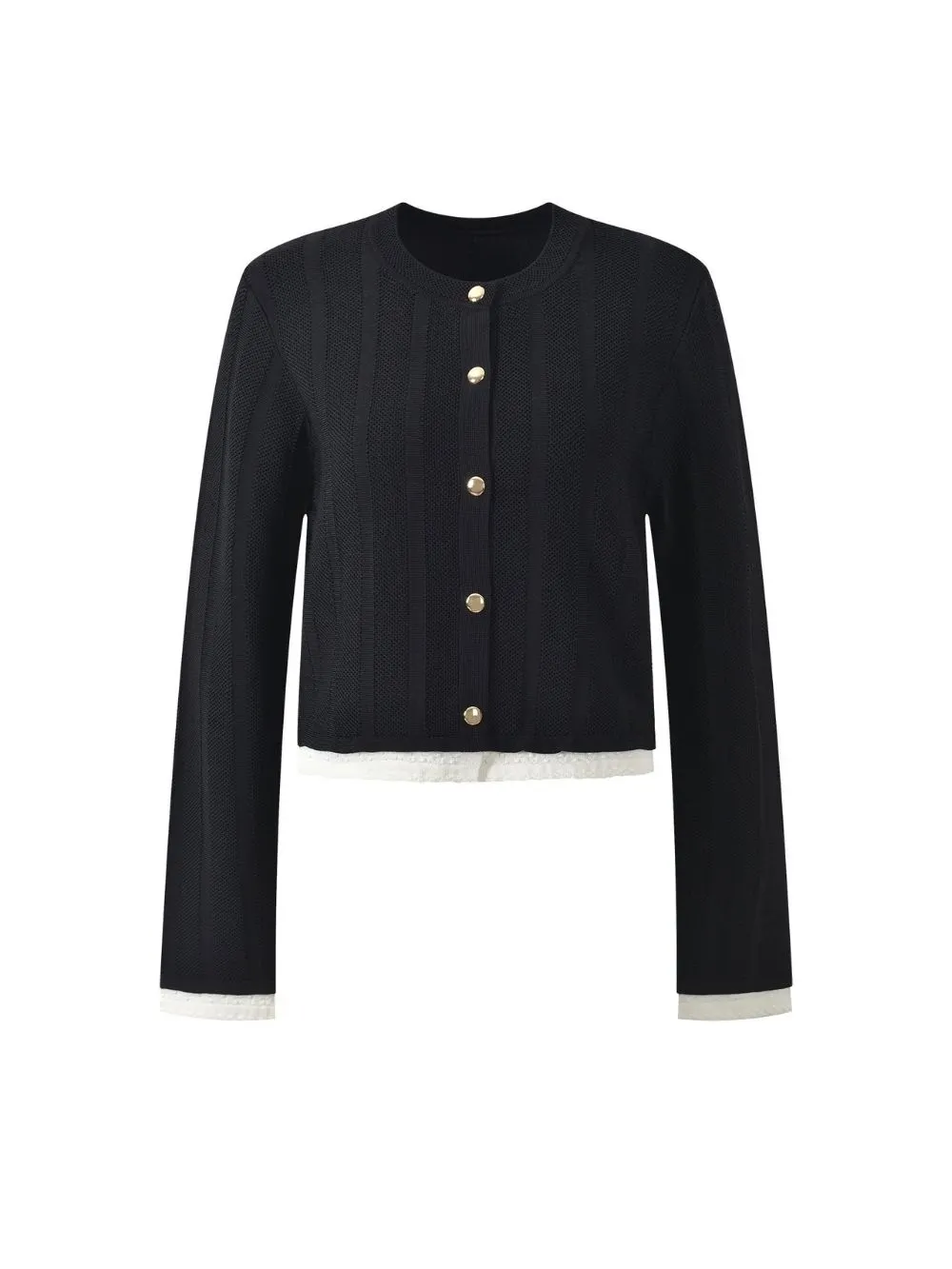 Contrast Trim Long Sleeve Cardigan - OWNCI Contrast Trim Long Sleeve Cardigan - OWNCI