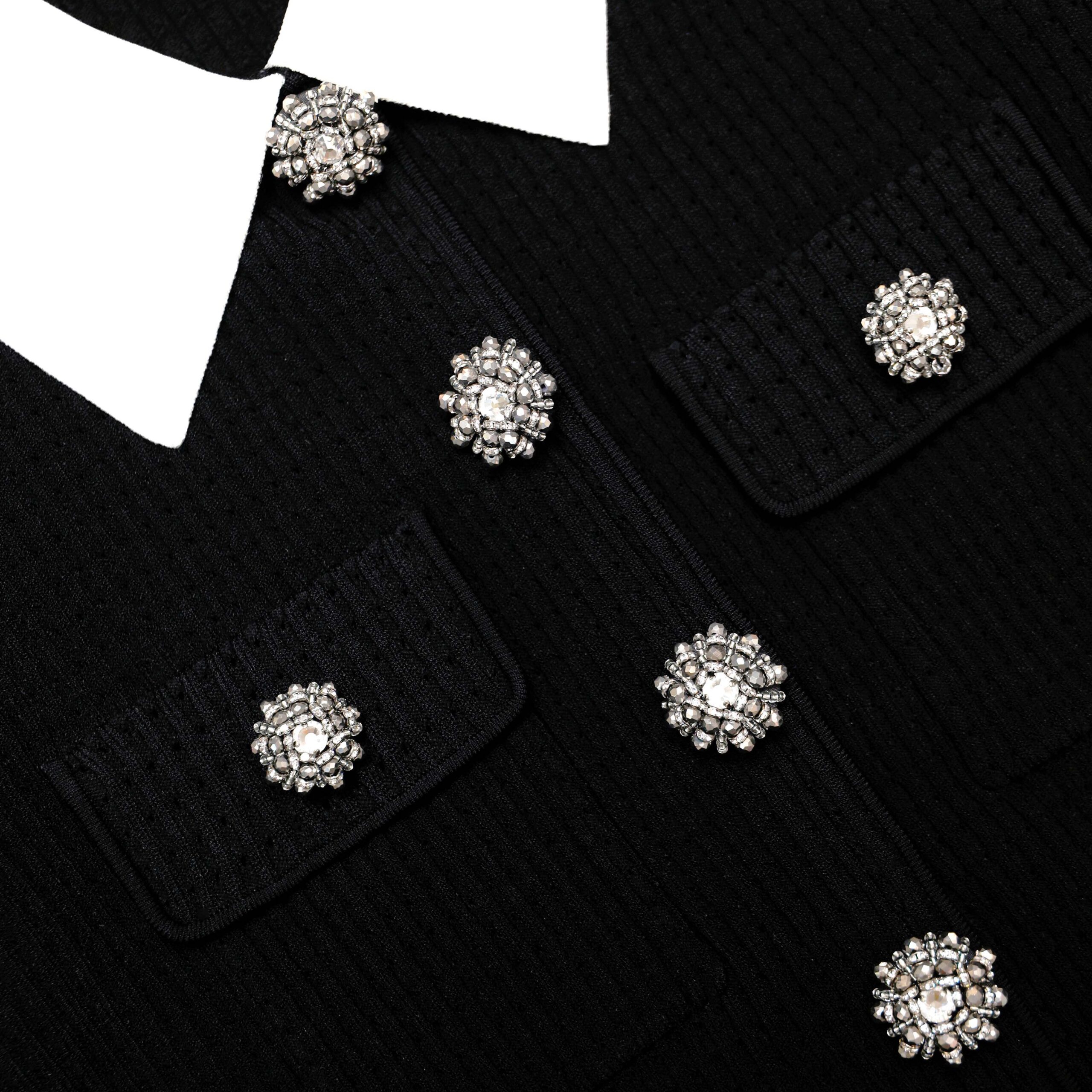 afe294ae9ab9ec2cfb261fe13406b312 Jocelyn Black 9-Button Embellished Knit Jacket