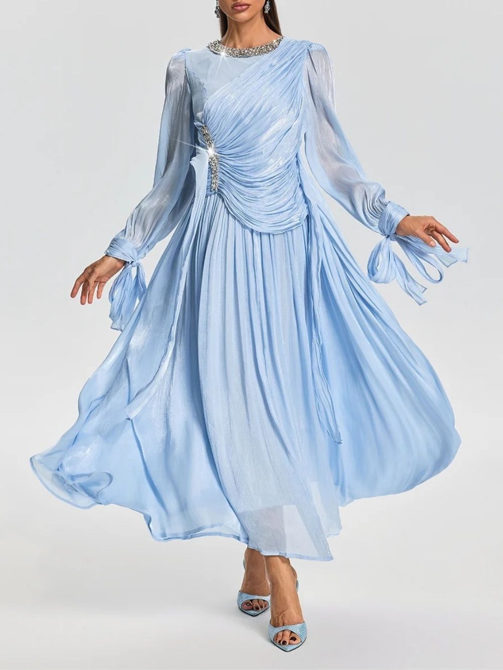 b0385667067fef3ce92f7dbd119a3eb2 Ilveron Crystal Ruched Maxi Dress