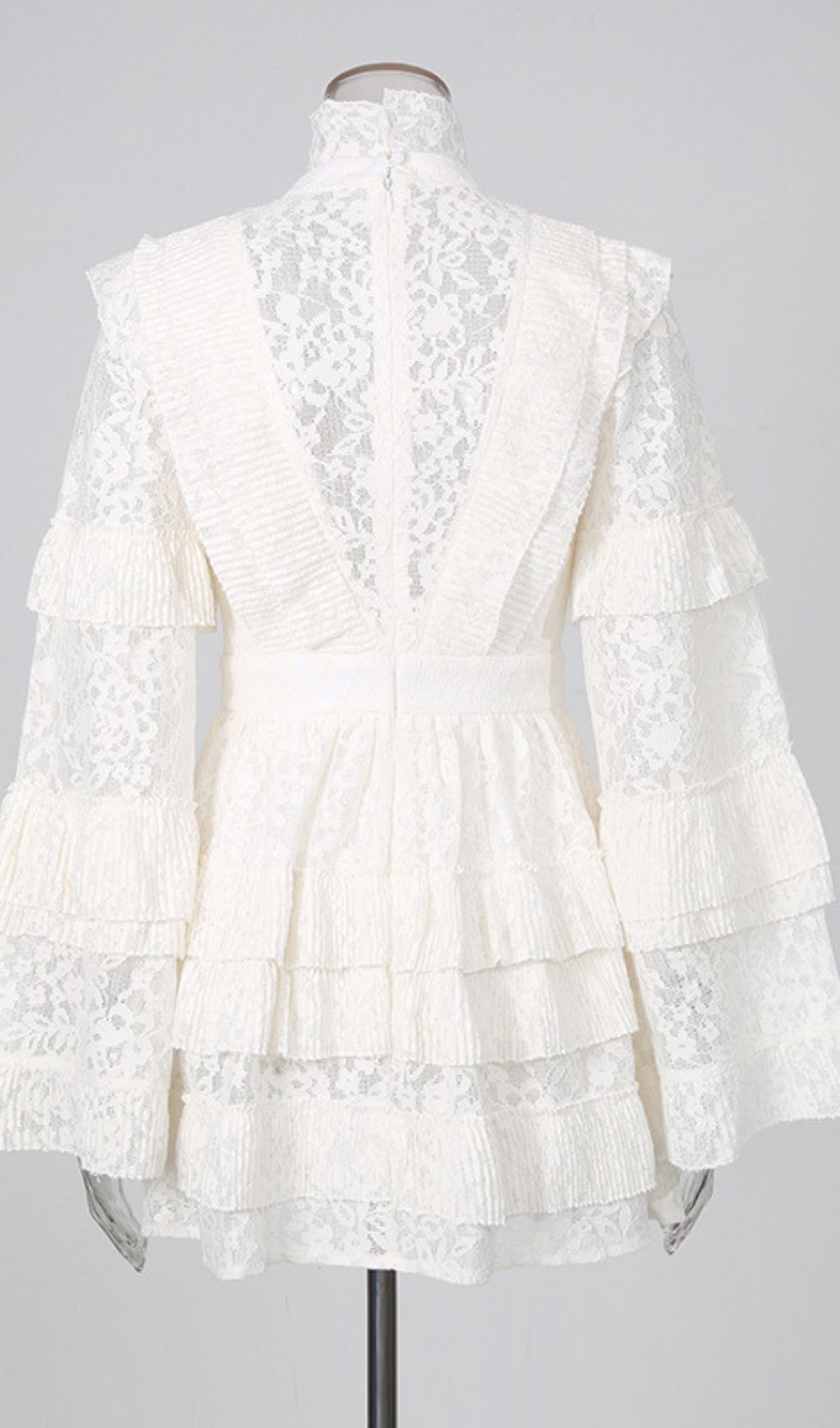 Fashionslee Women Maddux White Long Sleeve Lace Mini Dress