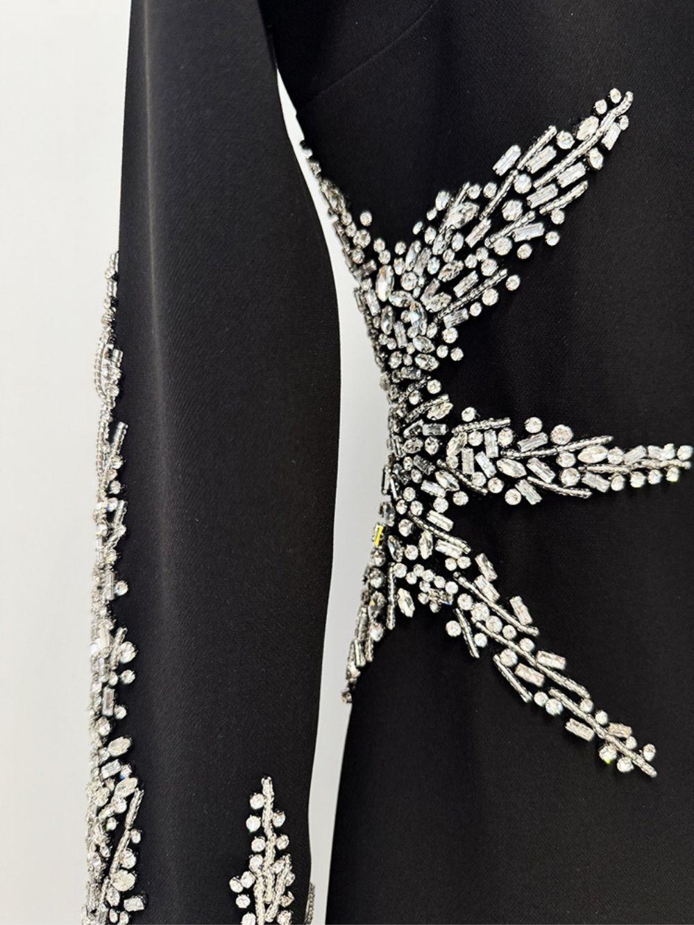 b1d7a8ea2968c8c5c0405c9b2fd1e390 Mala Black Diamante Long Sleeve Midi Dress