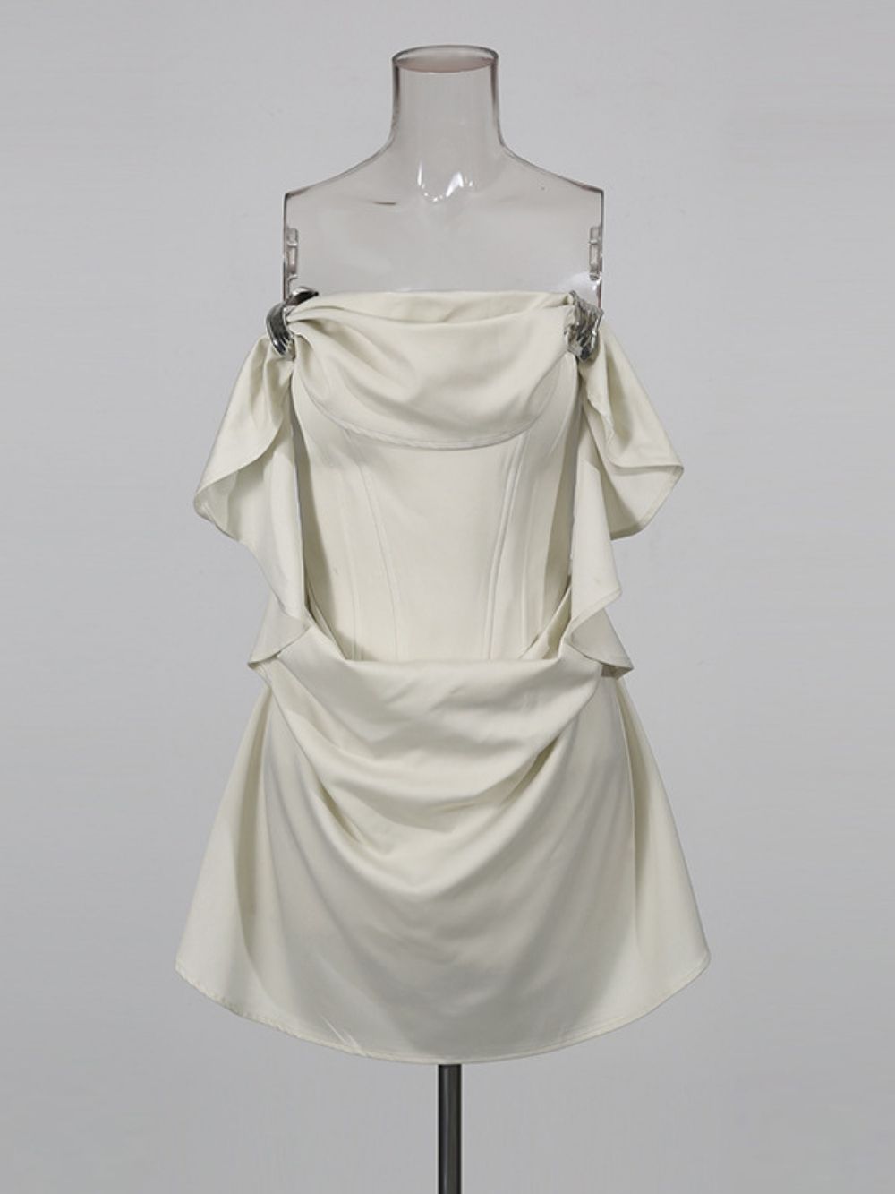 Fashionslee Women Edbald Strapless Satin Mini Dress