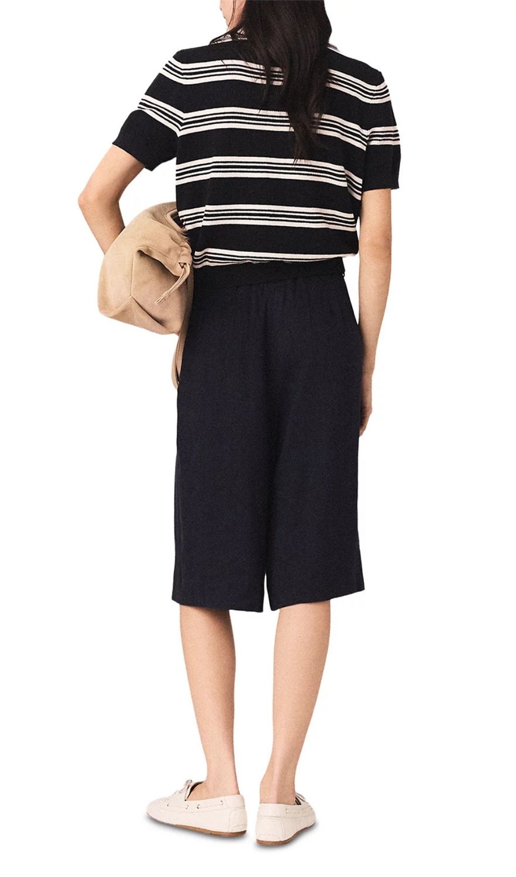 Fashionslee Women Striped Rhinestone Collar Polo
