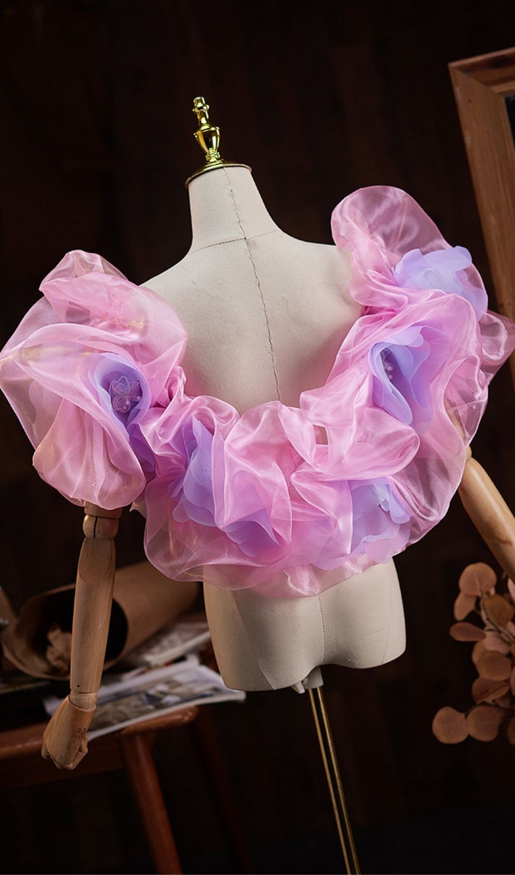 Leiya Pink Flower Shawl