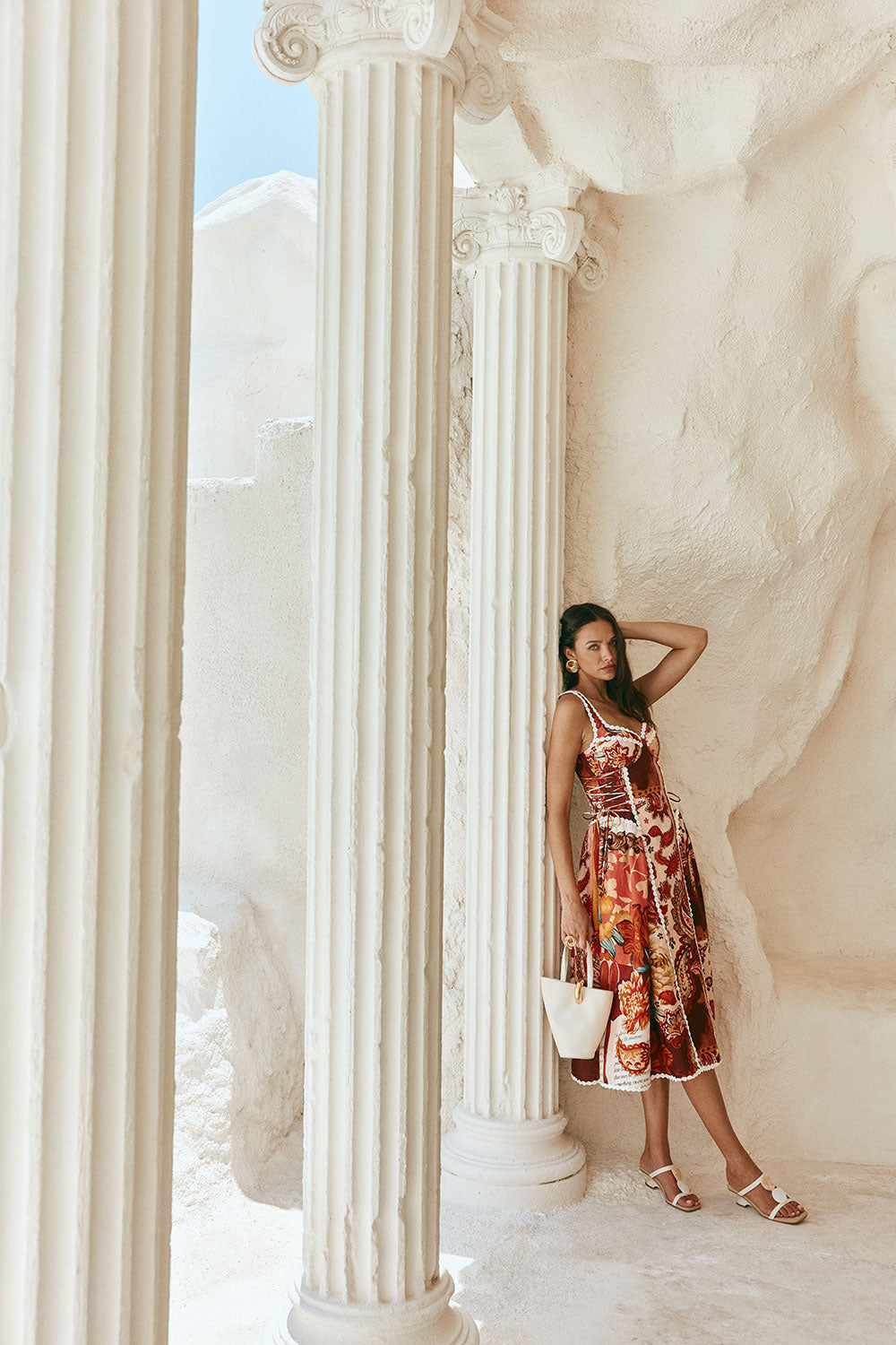 Pandora Spaghetti Strap Lace Linen Patchwork Midi Dress - OWNCI Pandora Spaghetti Strap Lace Linen Patchwork Midi Dress - OWNCI