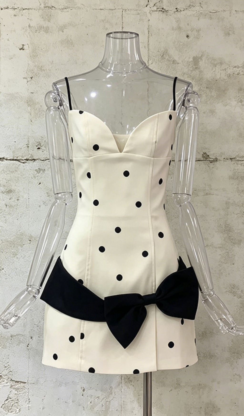 Fashionslee Women Licia Strappy Dot Bow Mini Dress