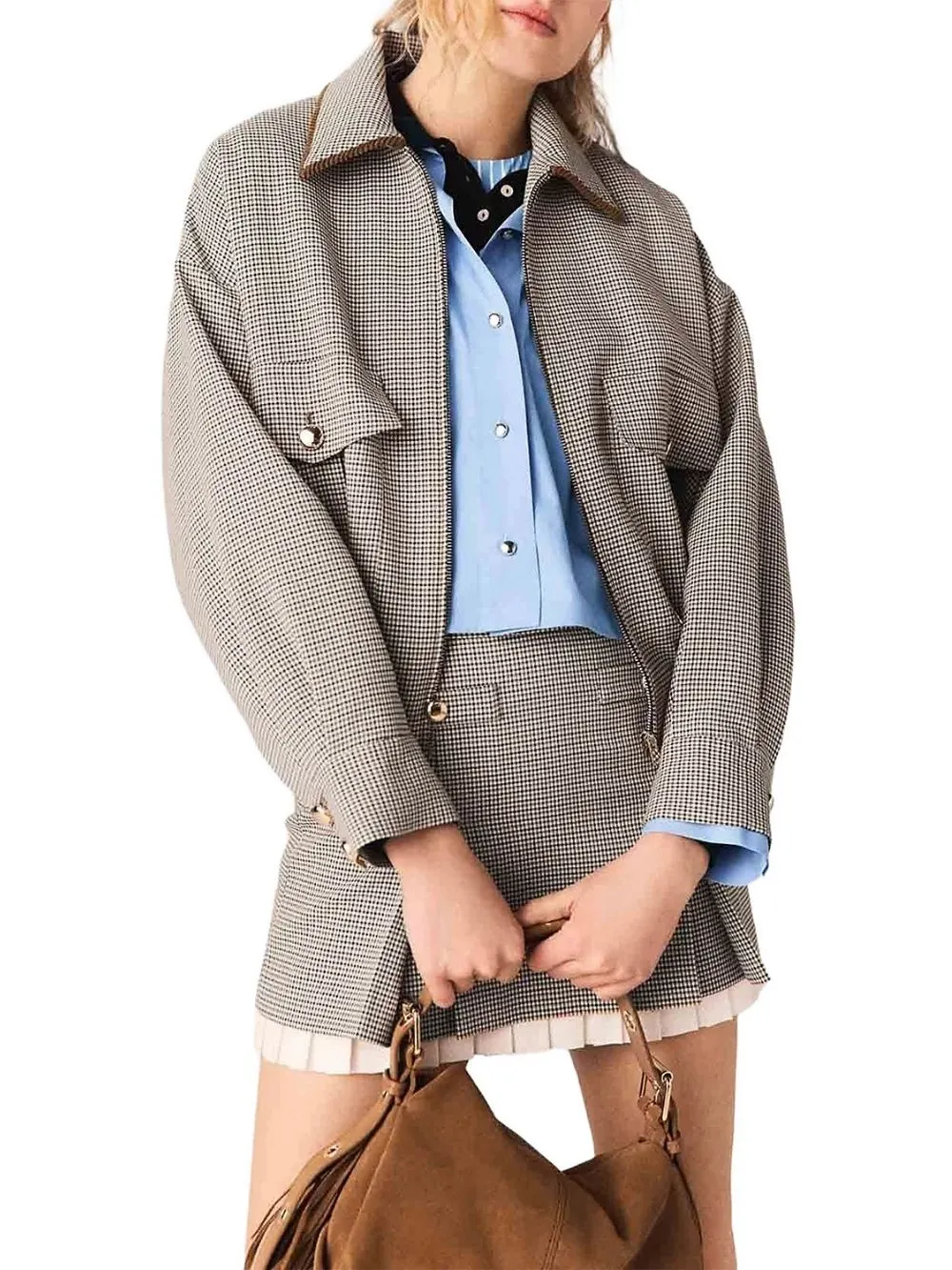 Checked Bomber Jacket