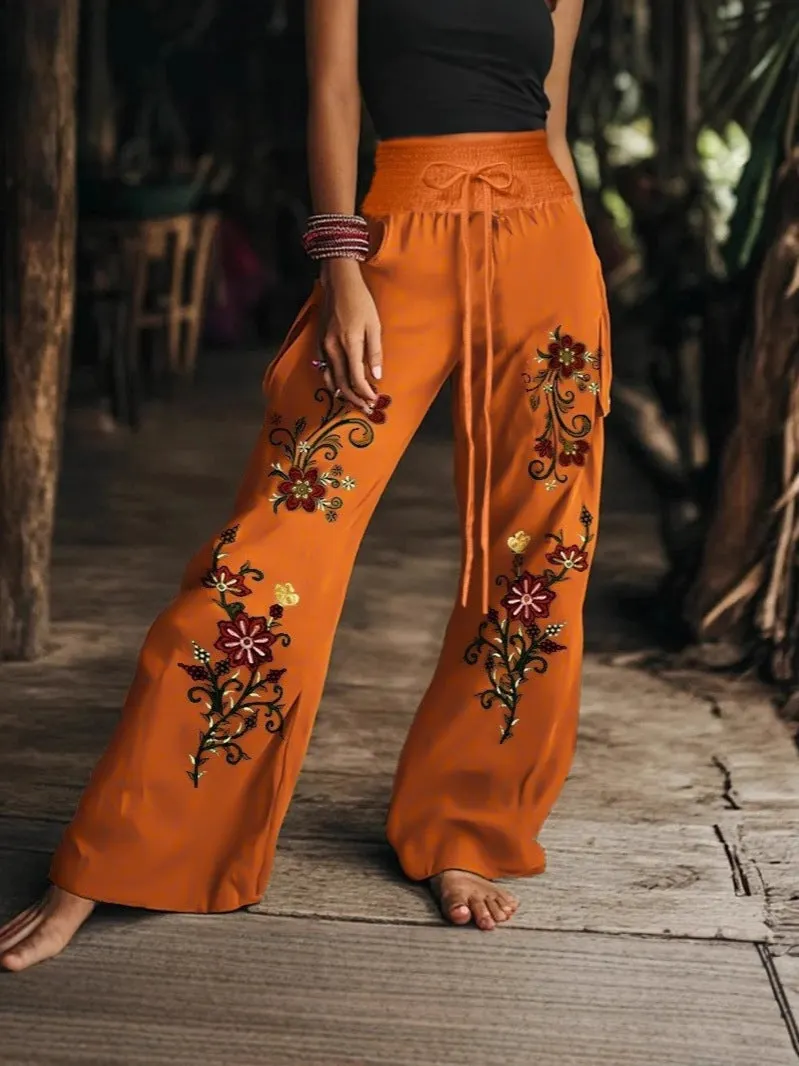 b3858cdd547b0ff3234fa68a3bdaaaa8 Women's Floral Print Casual Trousers