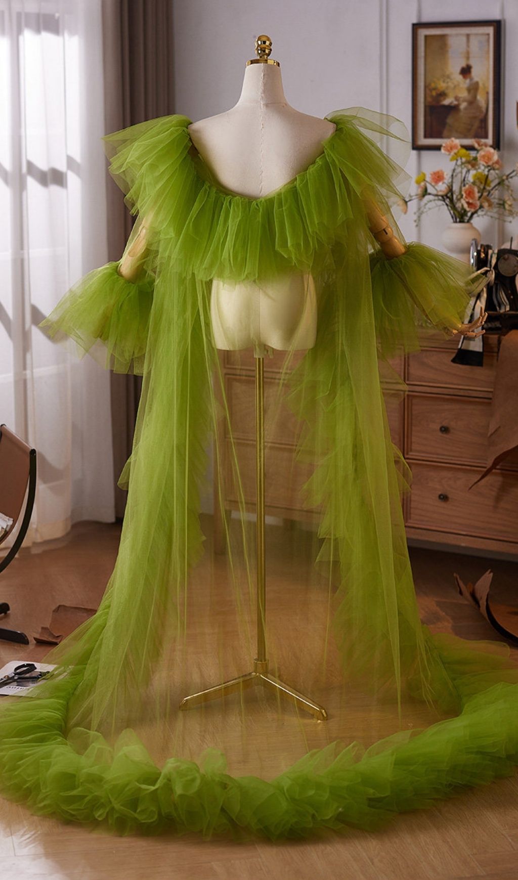 Leighann Green Mesh Shawl - OWNCI