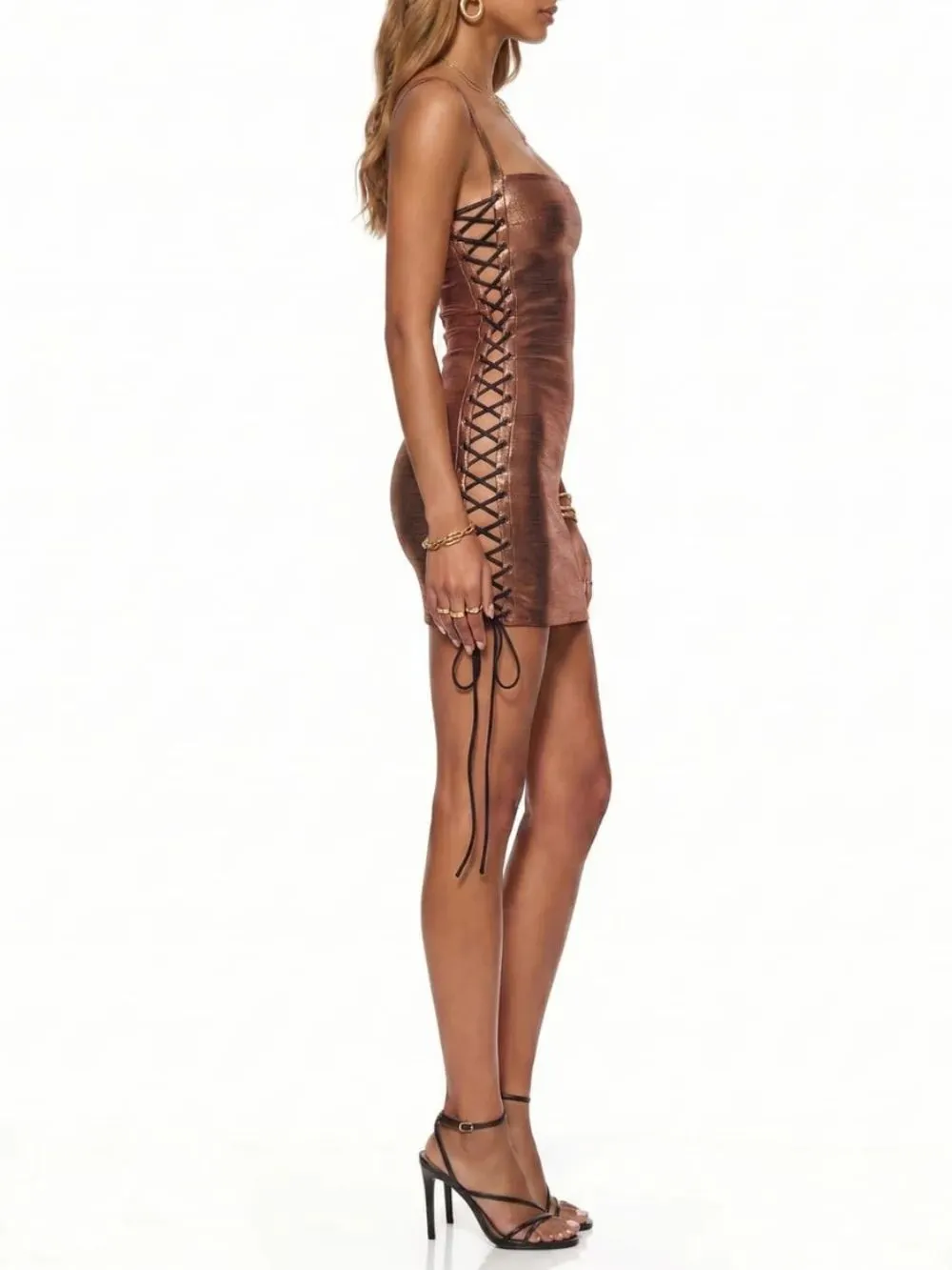 Fashionslee Women Ravixor Lace Up Bandage Mini Dress