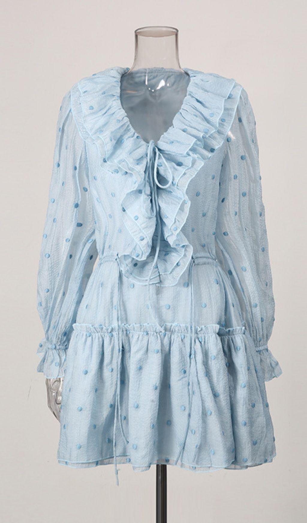 Fashionslee Women Lenmana Blue Long Sleeve Mini Dress