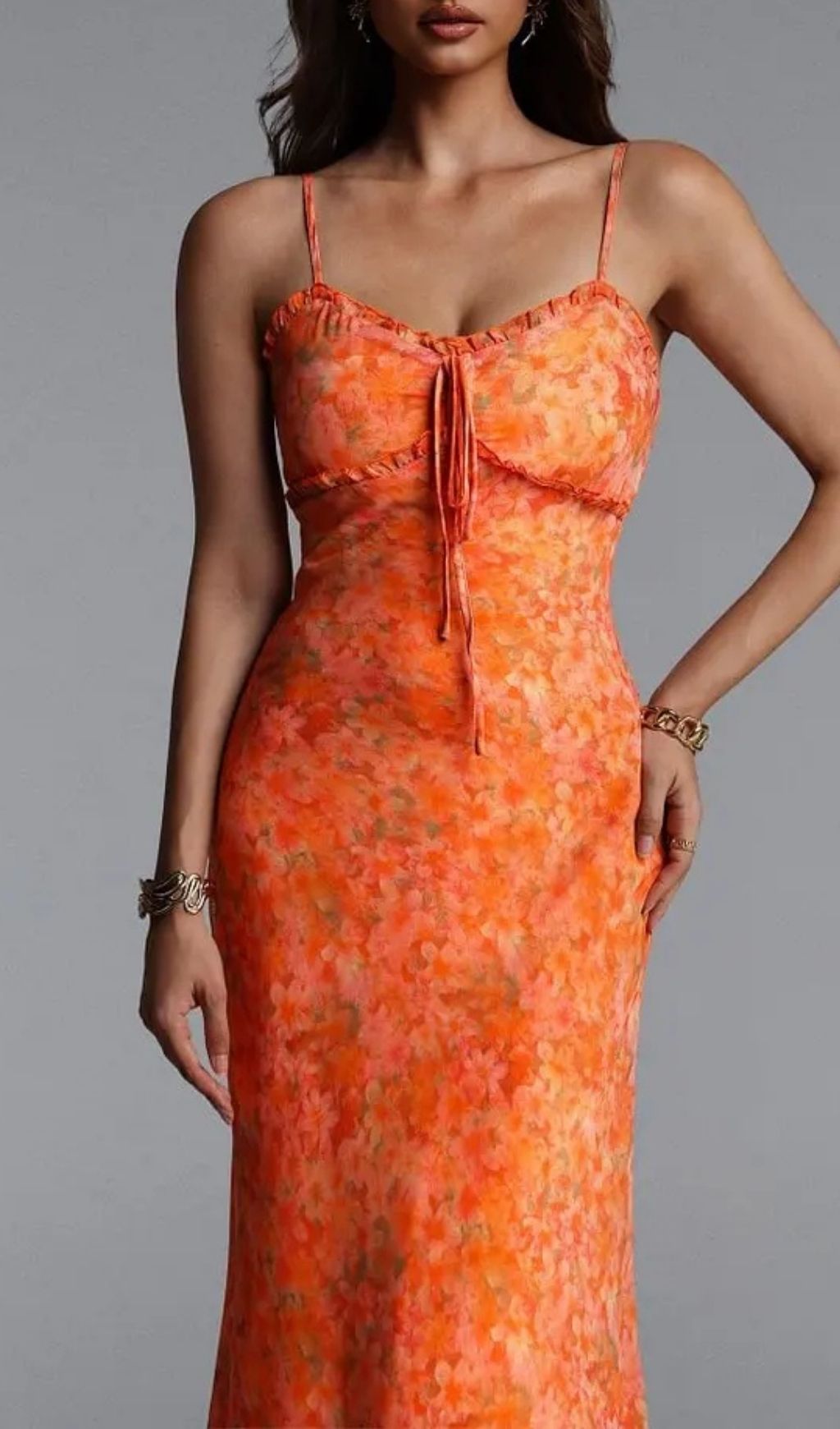 b63bfed92b4872322e9cb823f3b2329b Ienee Sleeveless Ruffle Floral Print Woven Maxi Dress