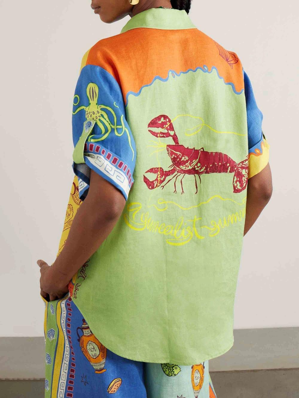 Summer Fantasy Print Short Sleeve Loose Top and Pants Set - OWNCI Summer Fantasy Print Short Sleeve Loose Top and Pants Set - OWNCI
