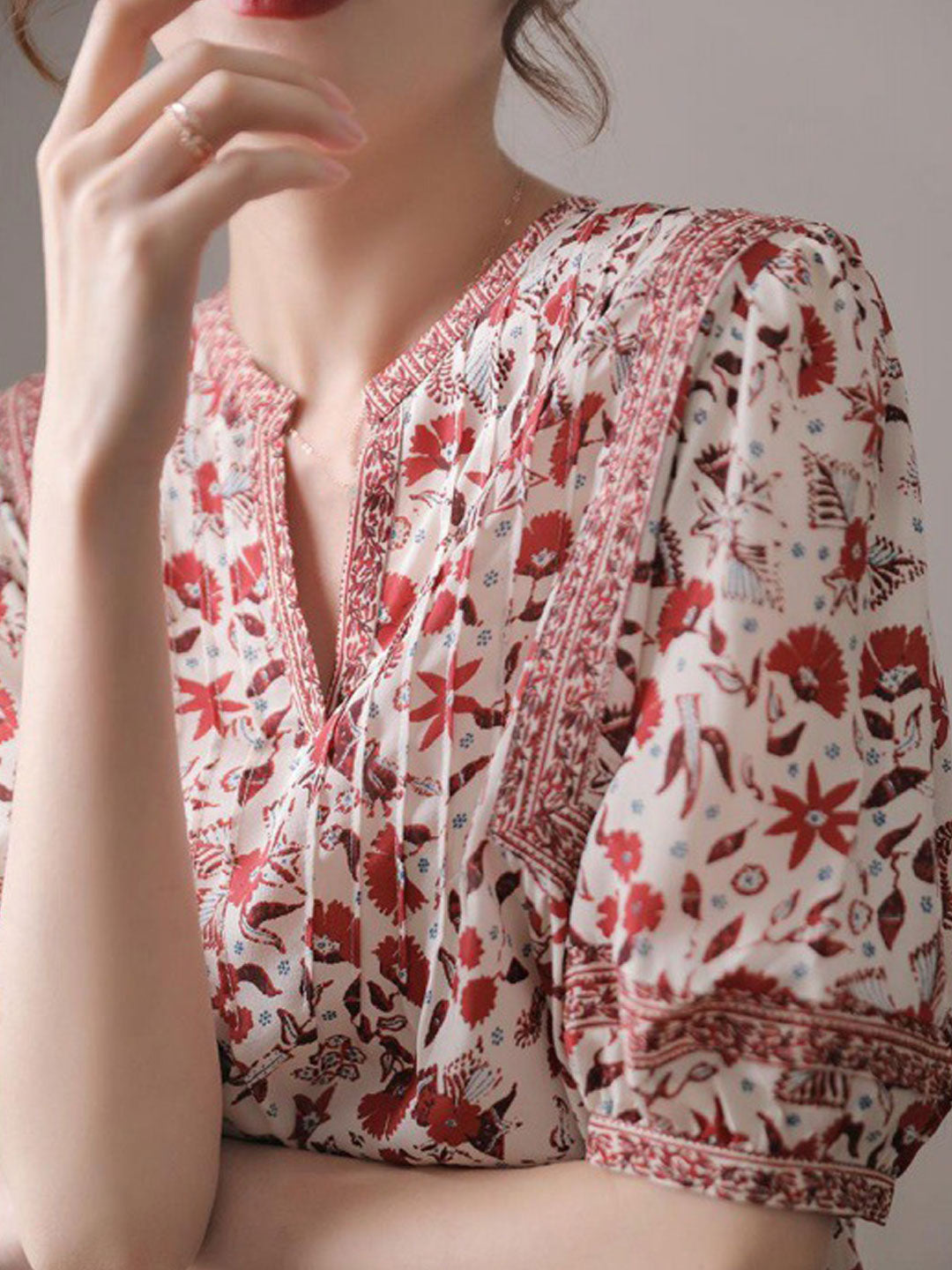Lesley Classic Puff Sleeve Printed Top - OWNCI Lesley Classic Puff Sleeve Printed Top - OWNCI