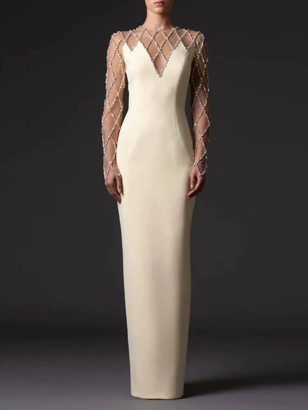 Jervan Crystal Mesh Maxi Dress