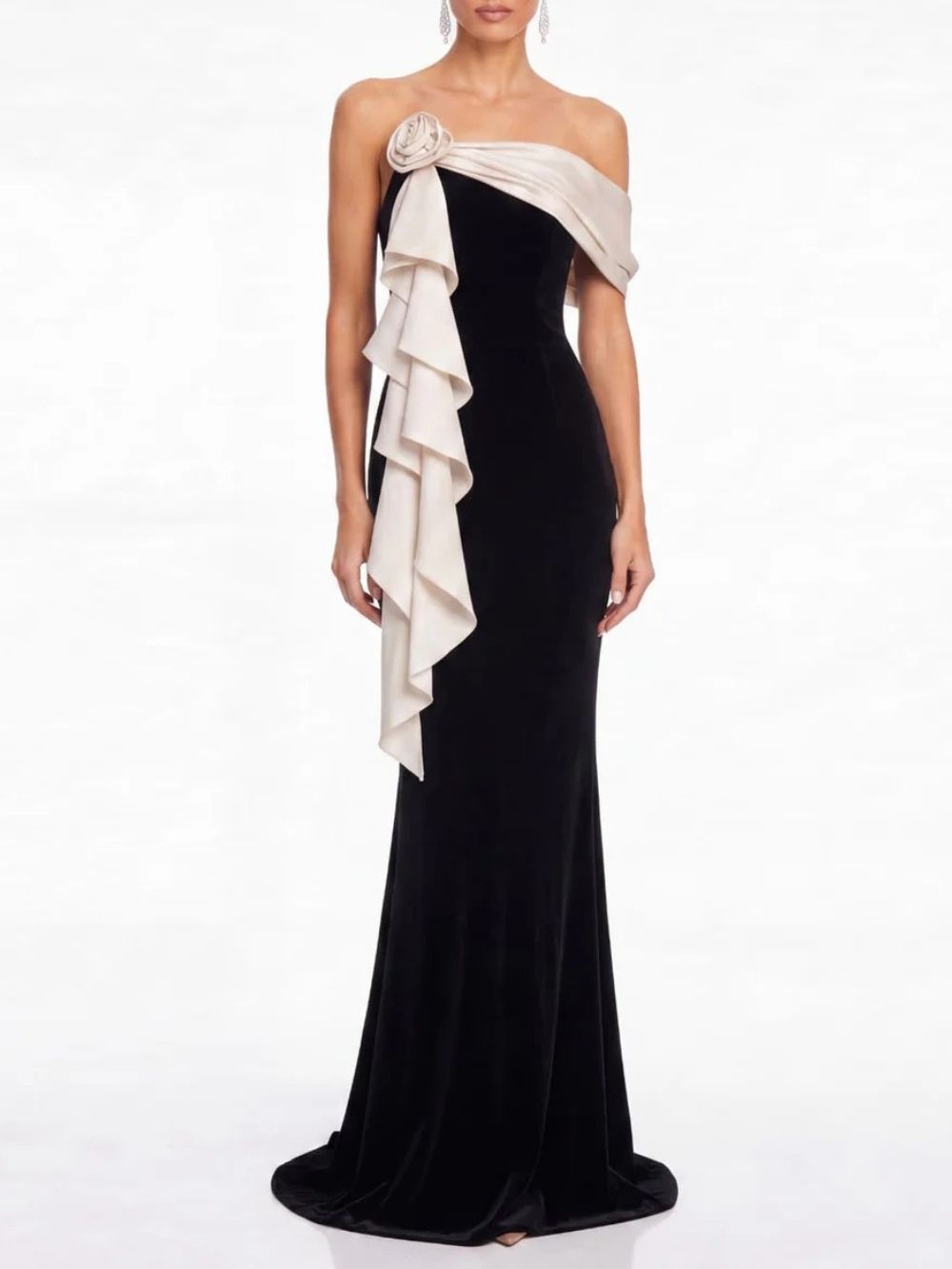 Malven Flower Lace Up Mermaid Maxi Dress