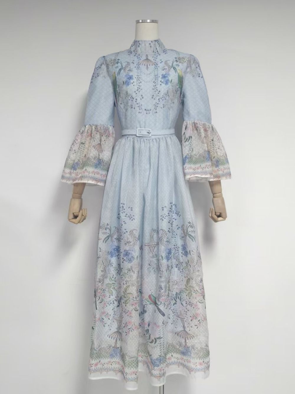 Mab Blue Printed Midi Dress - OWNCI