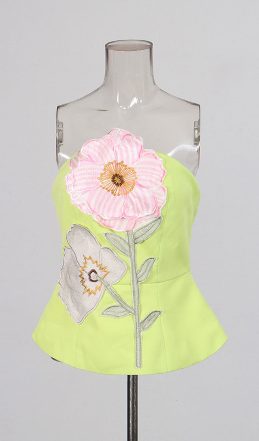 Fashionslee Women Leonela Lemon Green Flower Top
