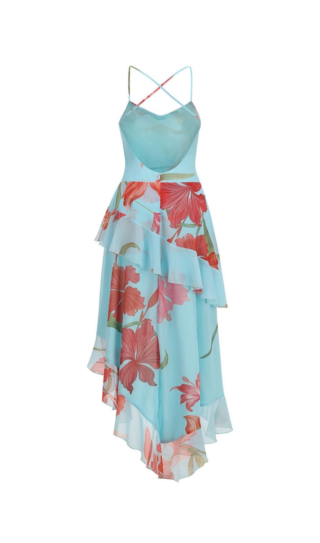 Fashionslee Women Ferune Spaghetti Floral Split Maxi Dress