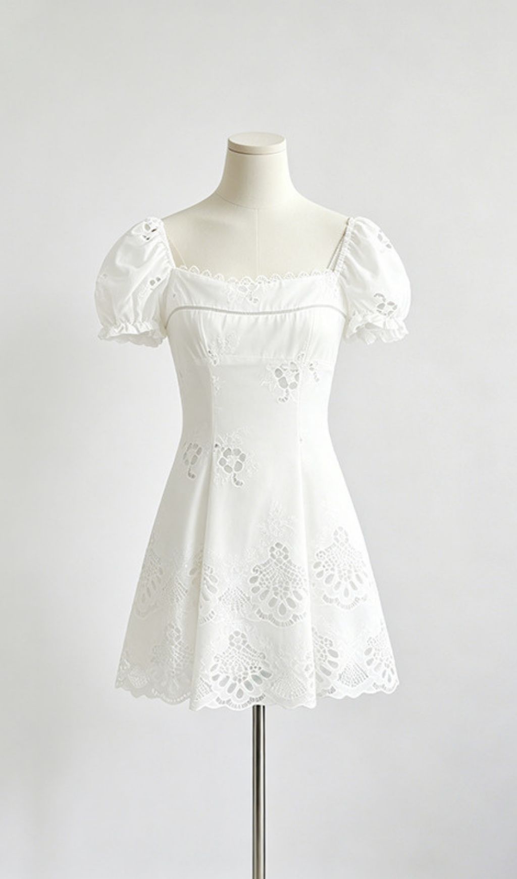Fashionslee Women Lesa White Square Neck Mini Dress