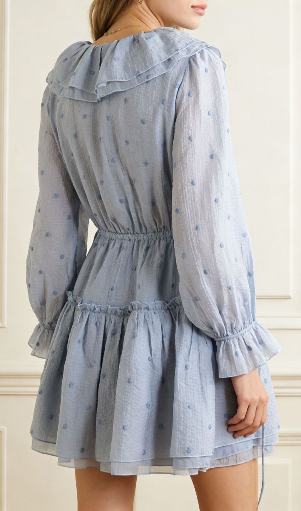 Fashionslee Women Lenmana Blue Long Sleeve Mini Dress