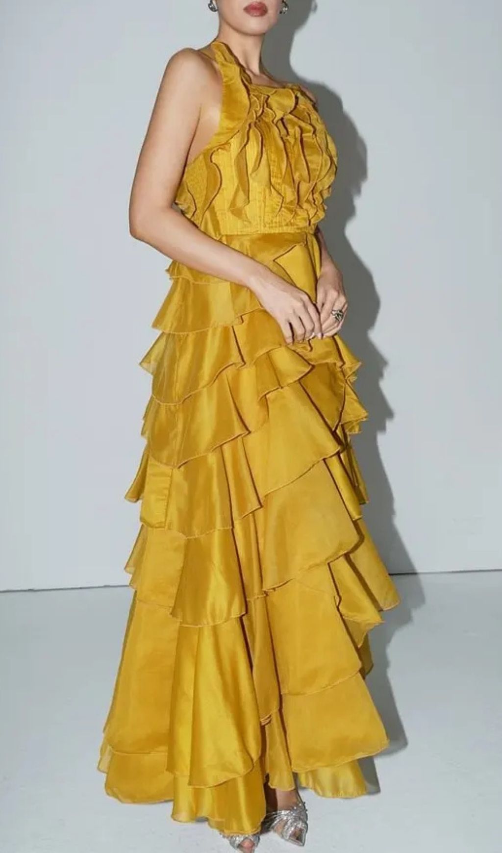 b8a800074b9840b3ce5bdcb7860d3cee Leila Yellow Spaghetti Strap Tiered Ruffle Maxi Dress