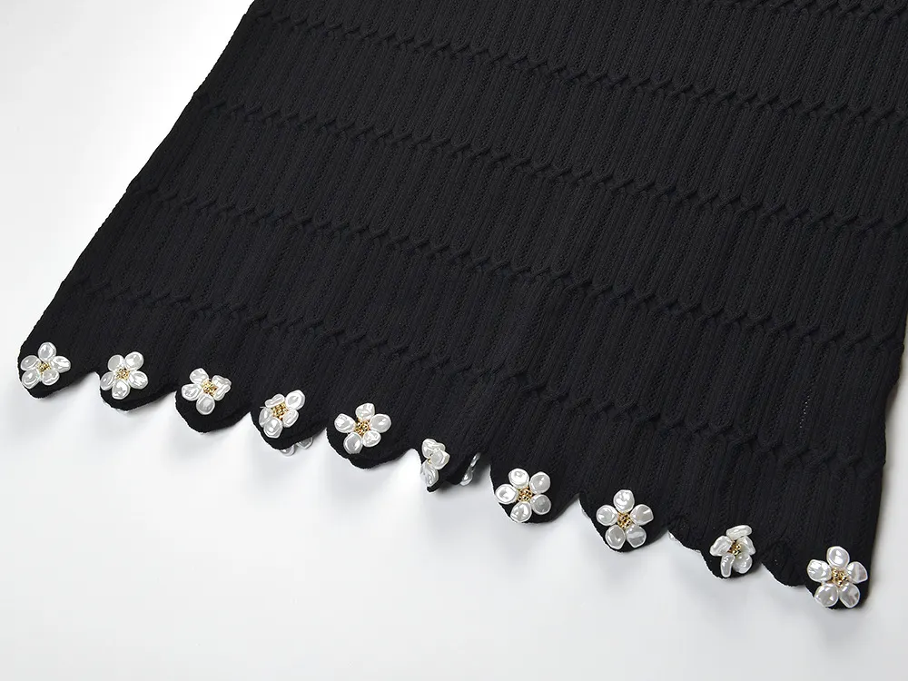 Jipearl Jeweled Flowers Knit Skirt - OWNCI