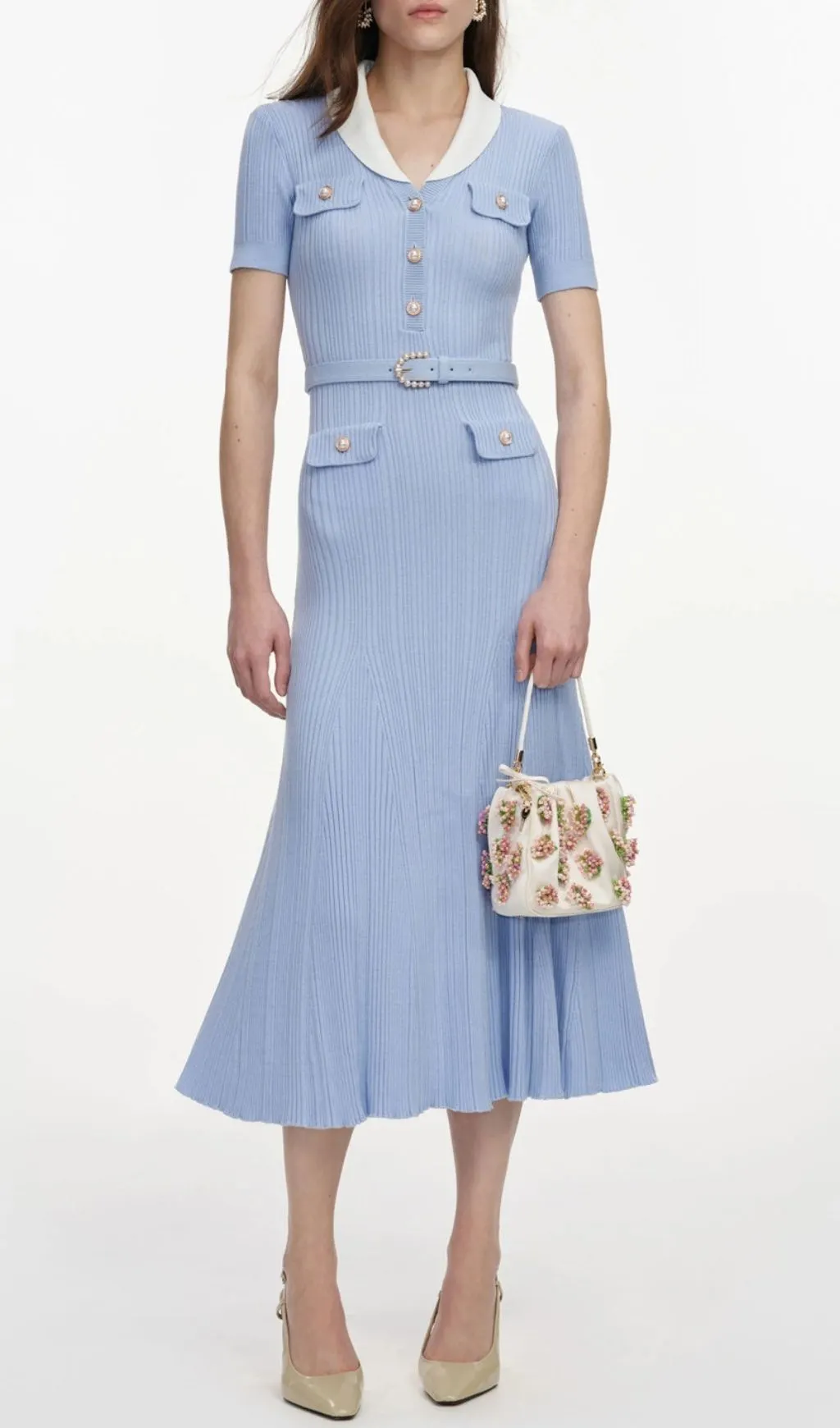 Fashionslee Women Madelief Short Sleeve Knit Midi Dress