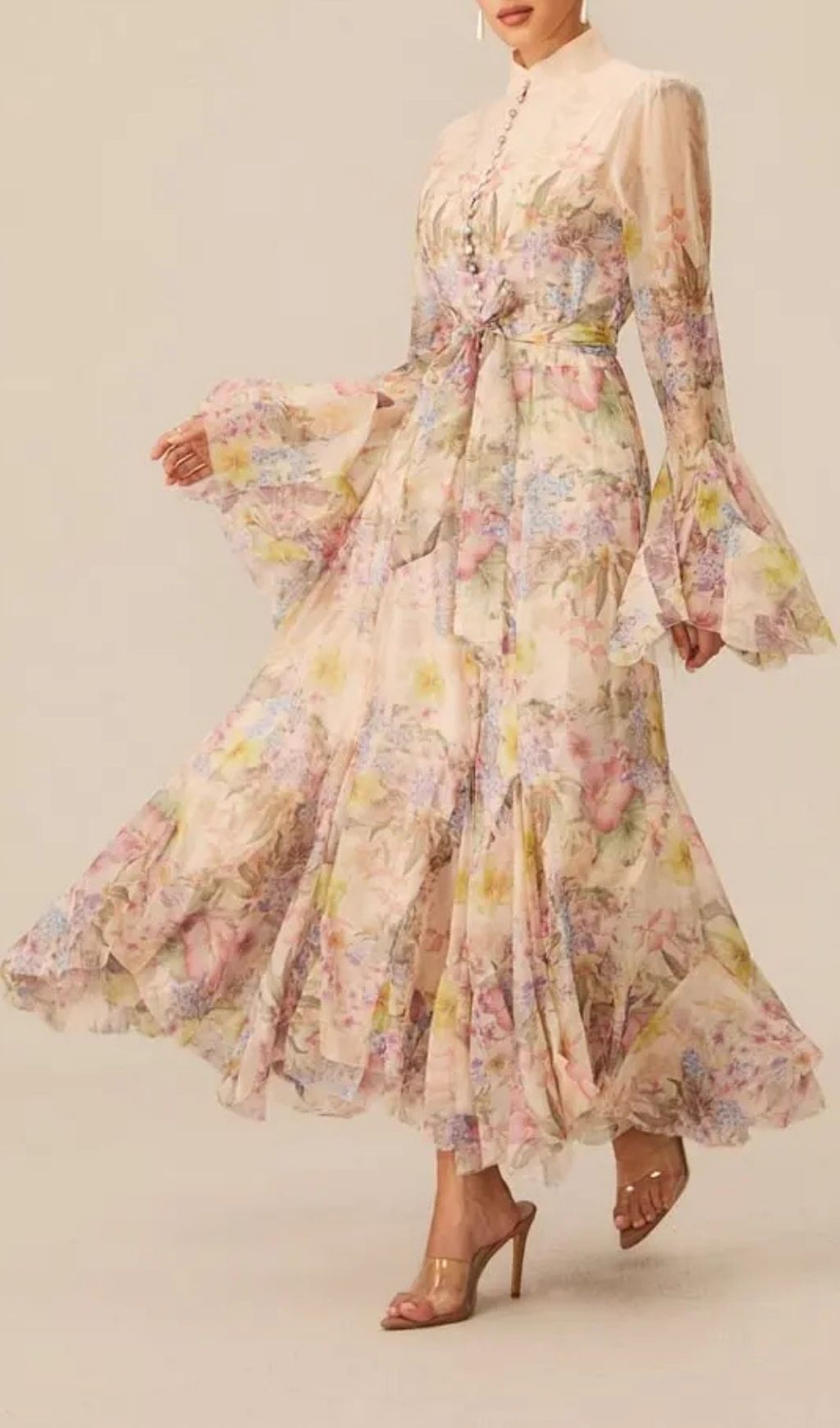 b9c9d49a692700d56c5428932d067565 Alessia Long Sleeve Floral Mock Neck Maxi Dress