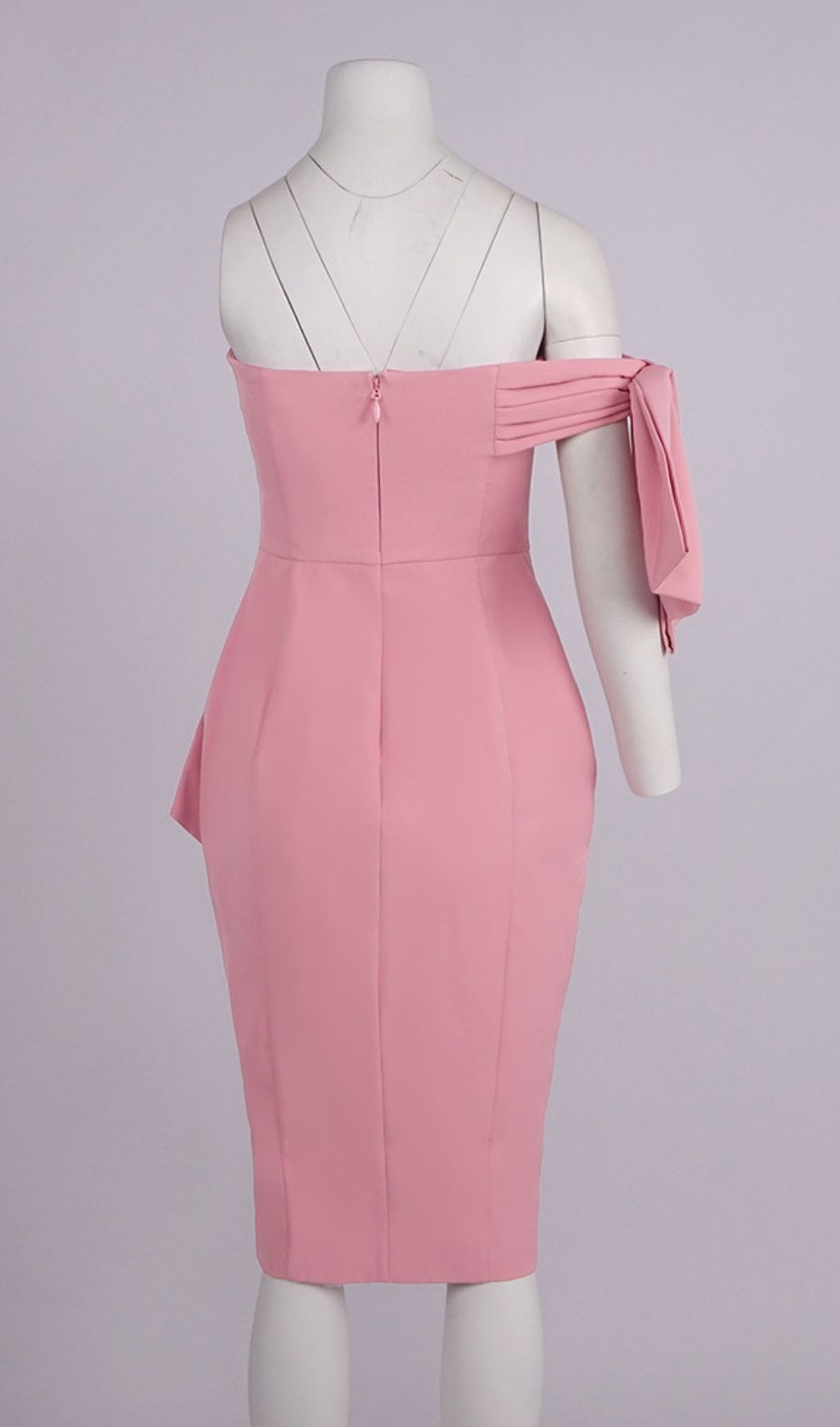 Laurentia Pink One-Shoulder Mini Cocktail Dress - pink mini dress by OWNCI