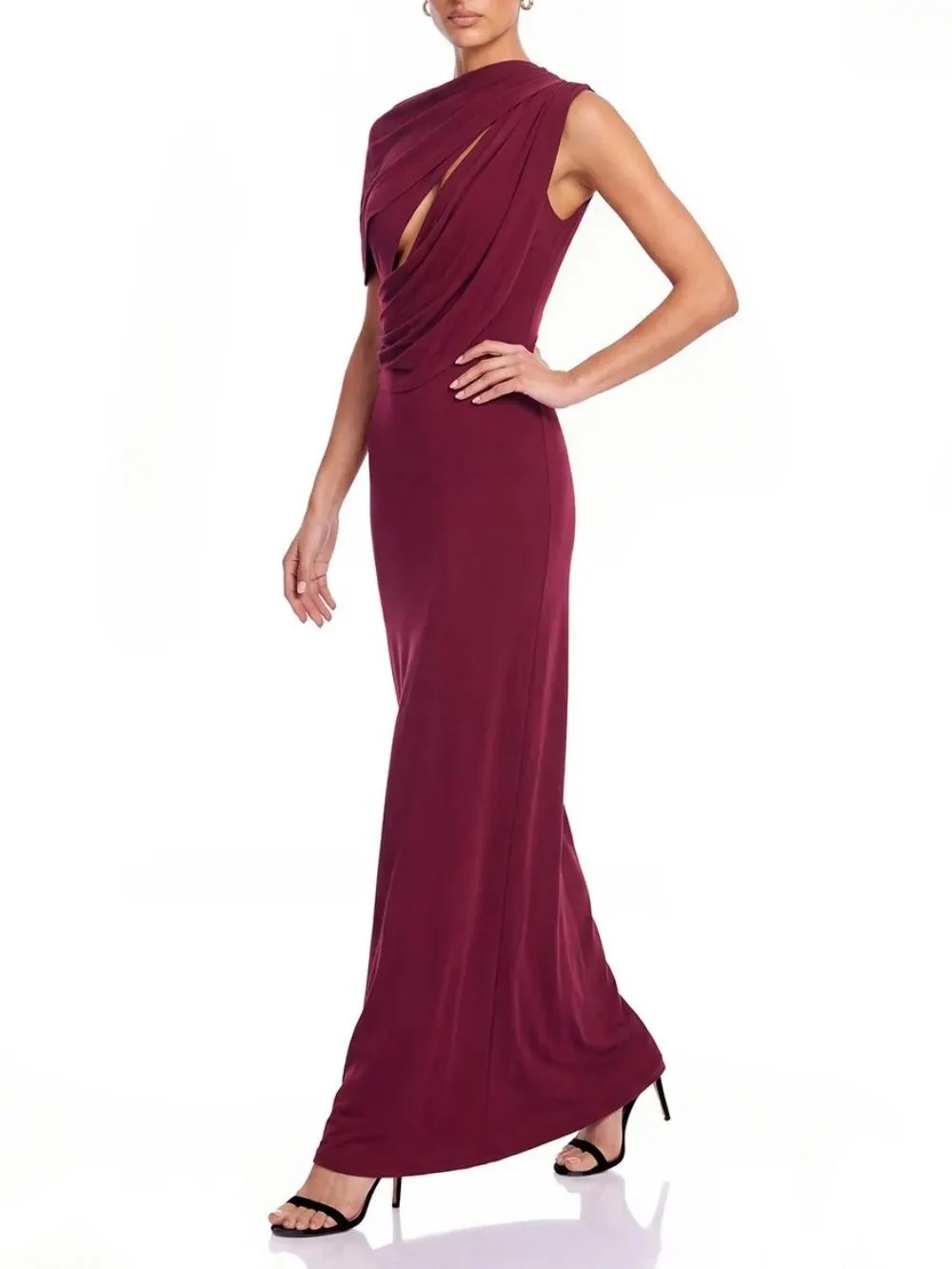 ba6aff7cc22a4ac27a3dc89abad2c527 Caia Cape Sleeve Cutout Maxi Dress